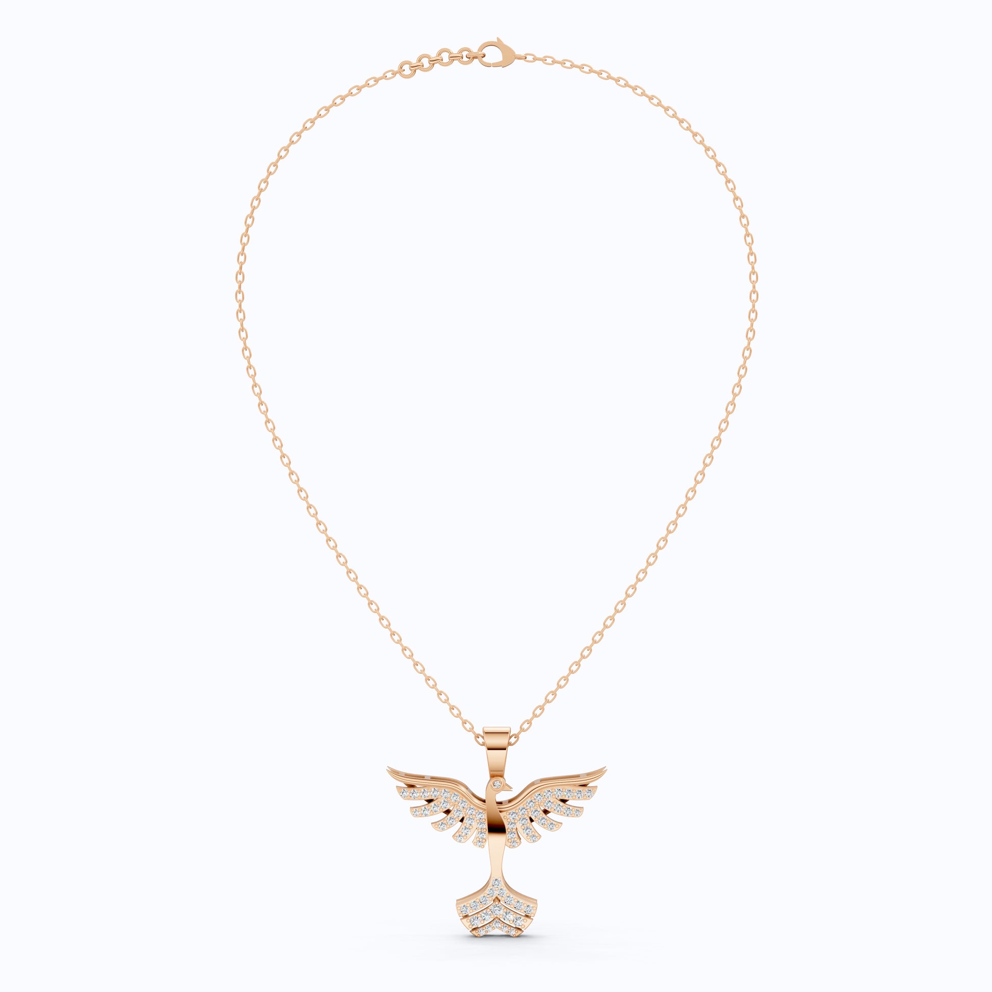 Elegant Phoenix Round Cut Lab Created Diamond Pendant, Resurrection Mythological Fenix bird Pendant