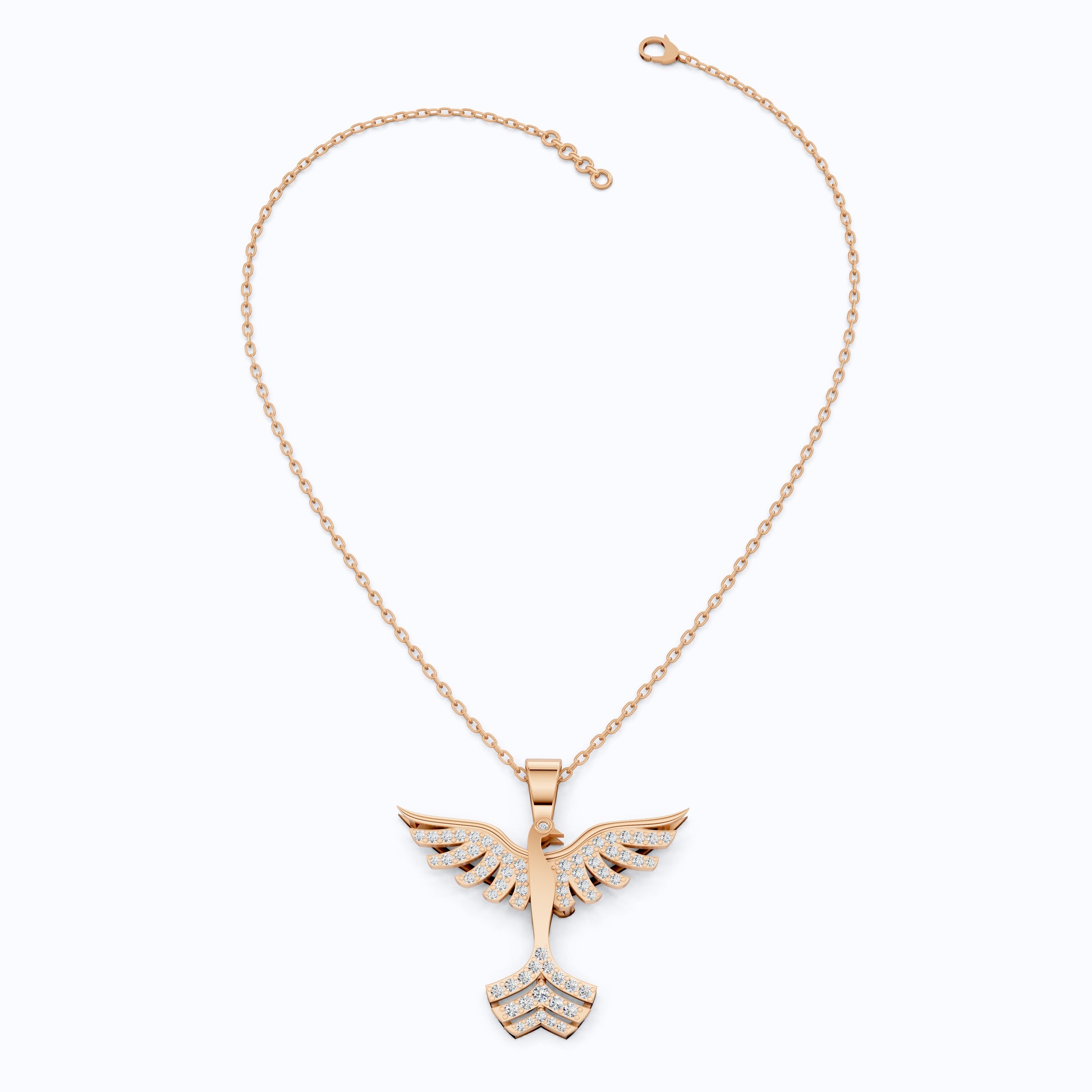 Elegant Phoenix Round Cut Lab Created Diamond Pendant, Resurrection Mythological Fenix bird Pendant