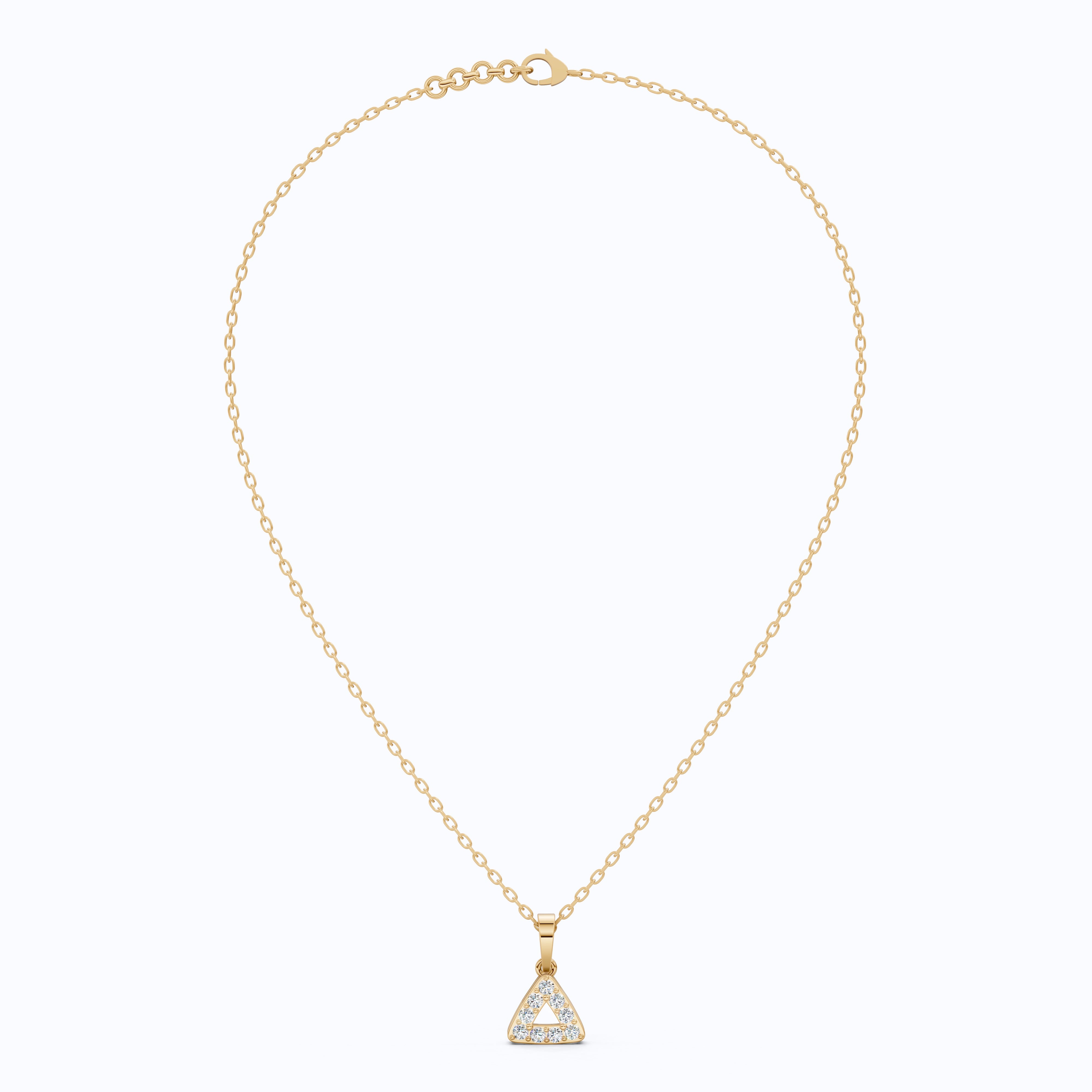 Elegant Triangle Halo Pendant in 14k Solid Gold, 0.23 TCW Round Cut Lab Diamonds, Birthday Gift for Her, Bridesmaid Jewelry