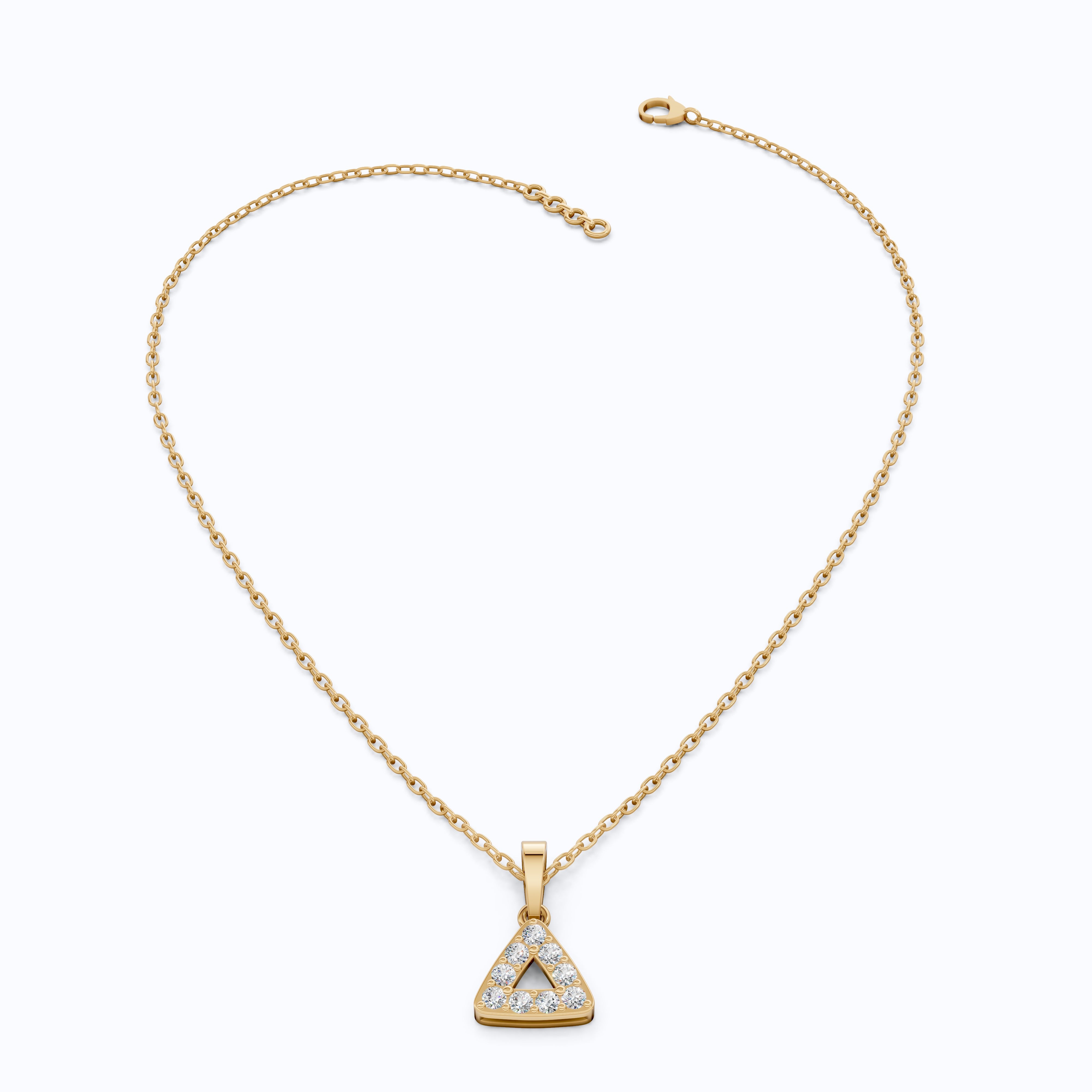 Elegant Triangle Halo Pendant in 14k Solid Gold, 0.23 TCW Round Cut Lab Diamonds, Birthday Gift for Her, Bridesmaid Jewelry