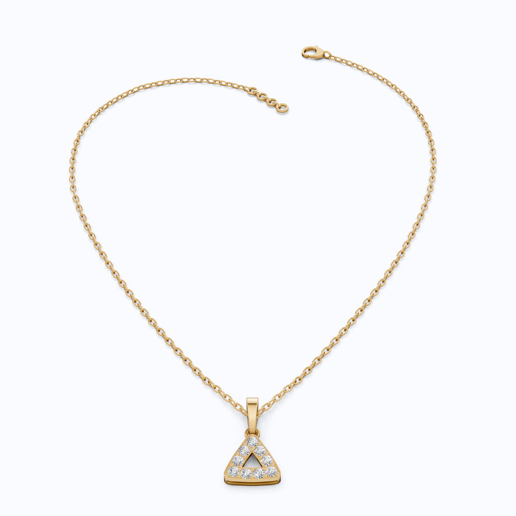 Elegant Triangle Halo Pendant in 14k Solid Gold, 0.23 TCW Round Cut Lab Diamonds, Birthday Gift for Her, Bridesmaid Jewelry