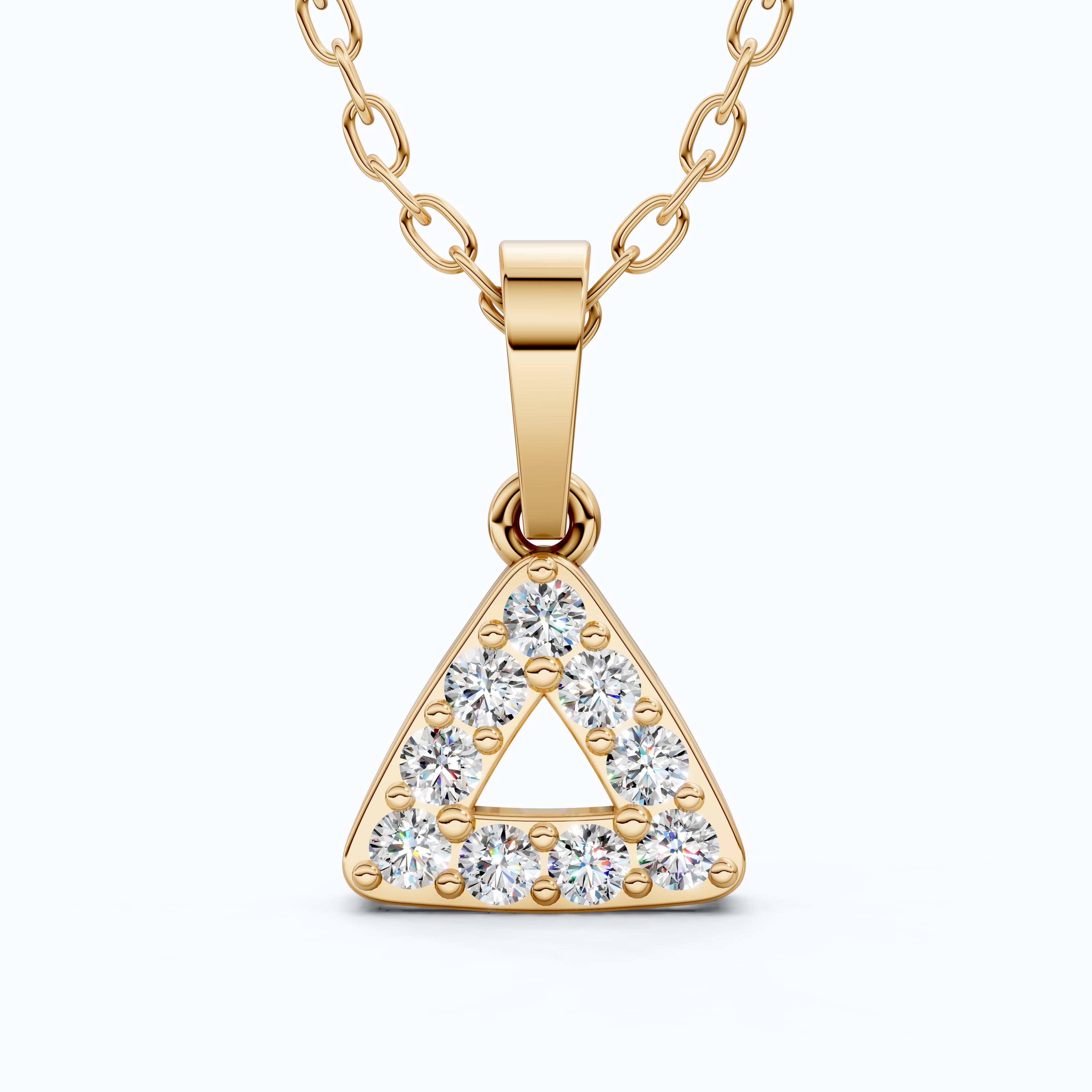 Elegant Triangle Halo Pendant in 14k Solid Gold, 0.23 TCW Round Cut Lab Diamonds, Birthday Gift for Her, Bridesmaid Jewelry