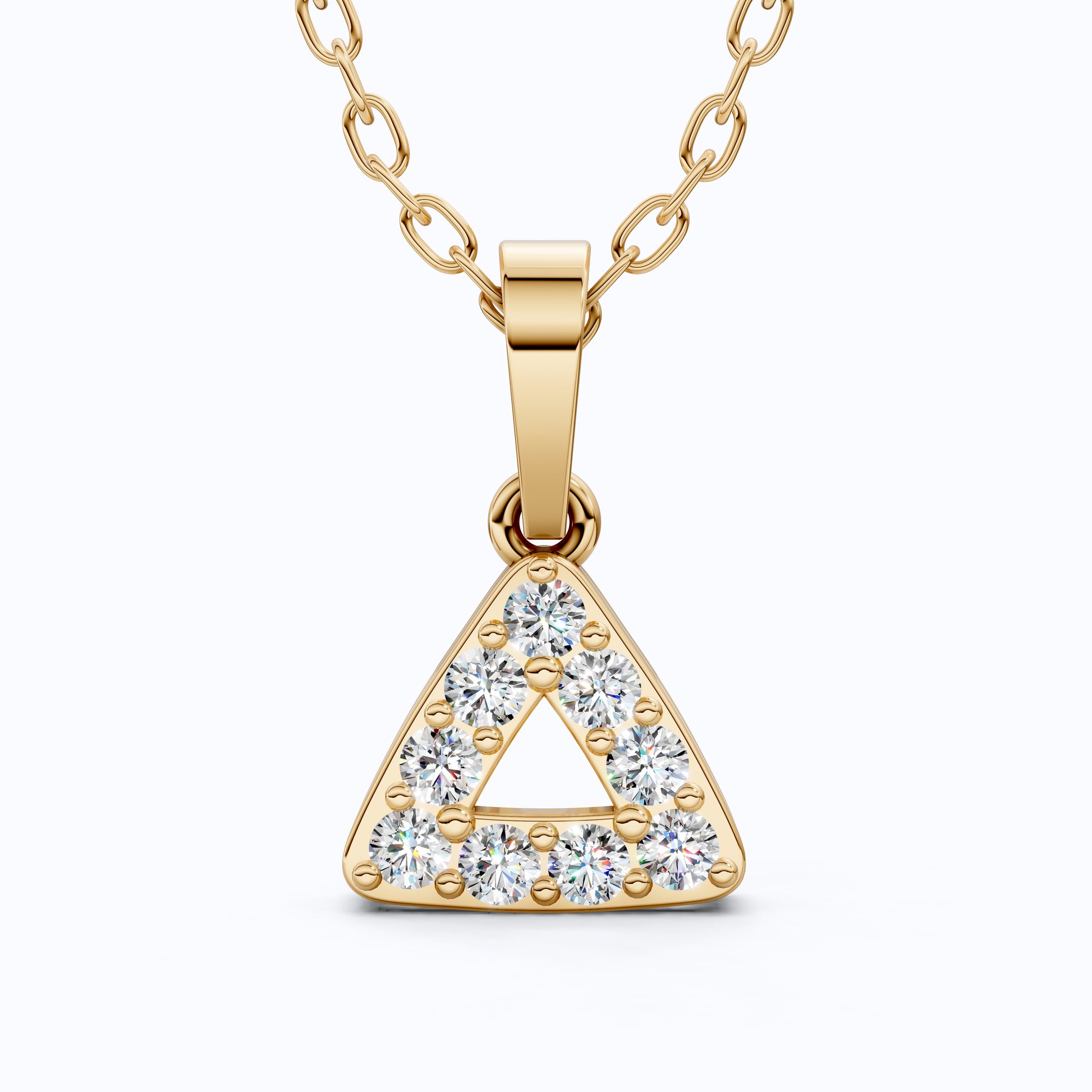 Elegant Triangle Halo Pendant in 14k Solid Gold, 0.23 TCW Round Cut Lab Diamonds, Birthday Gift for Her, Bridesmaid Jewelry