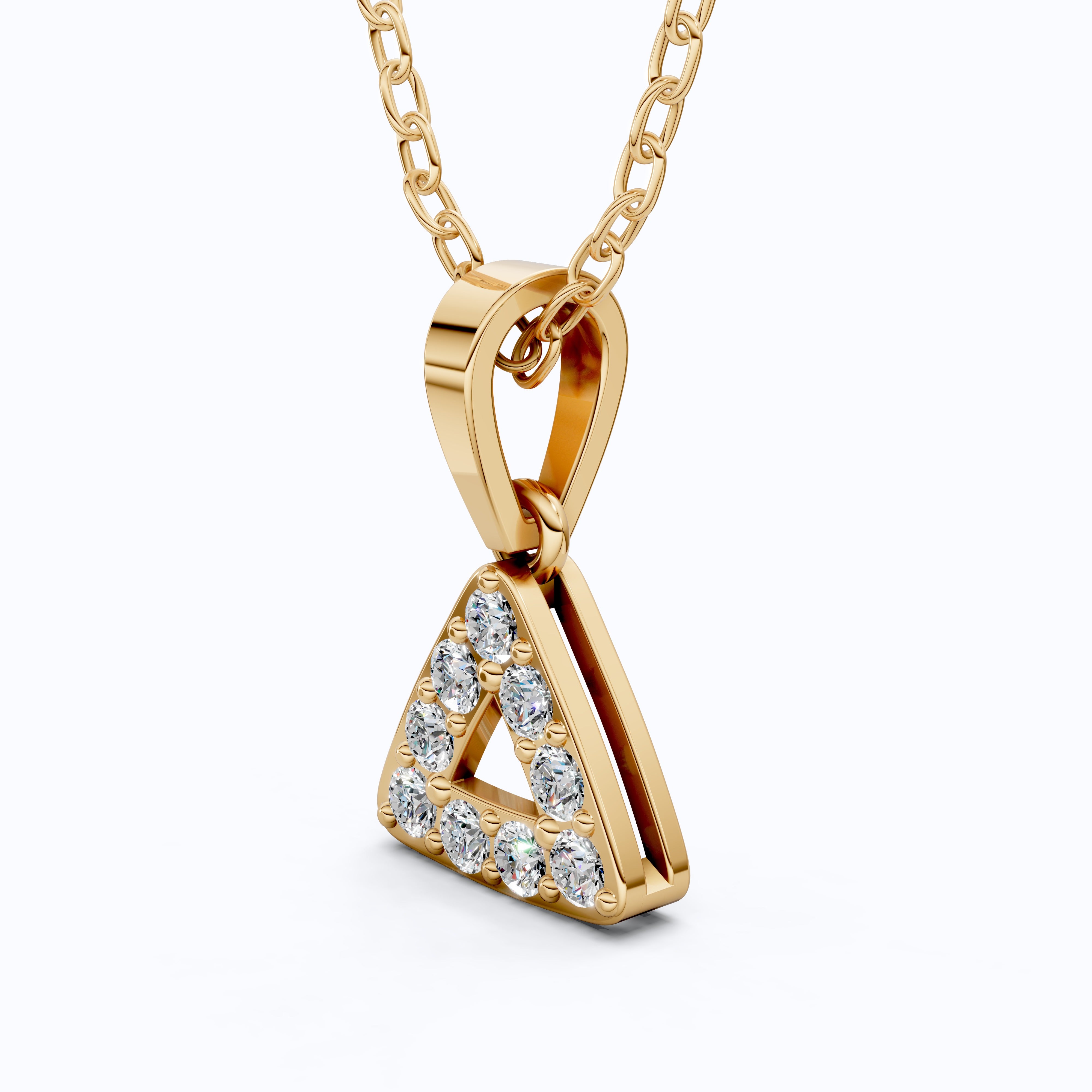 Elegant Triangle Halo Pendant in 14k Solid Gold, 0.23 TCW Round Cut Lab Diamonds, Birthday Gift for Her, Bridesmaid Jewelry