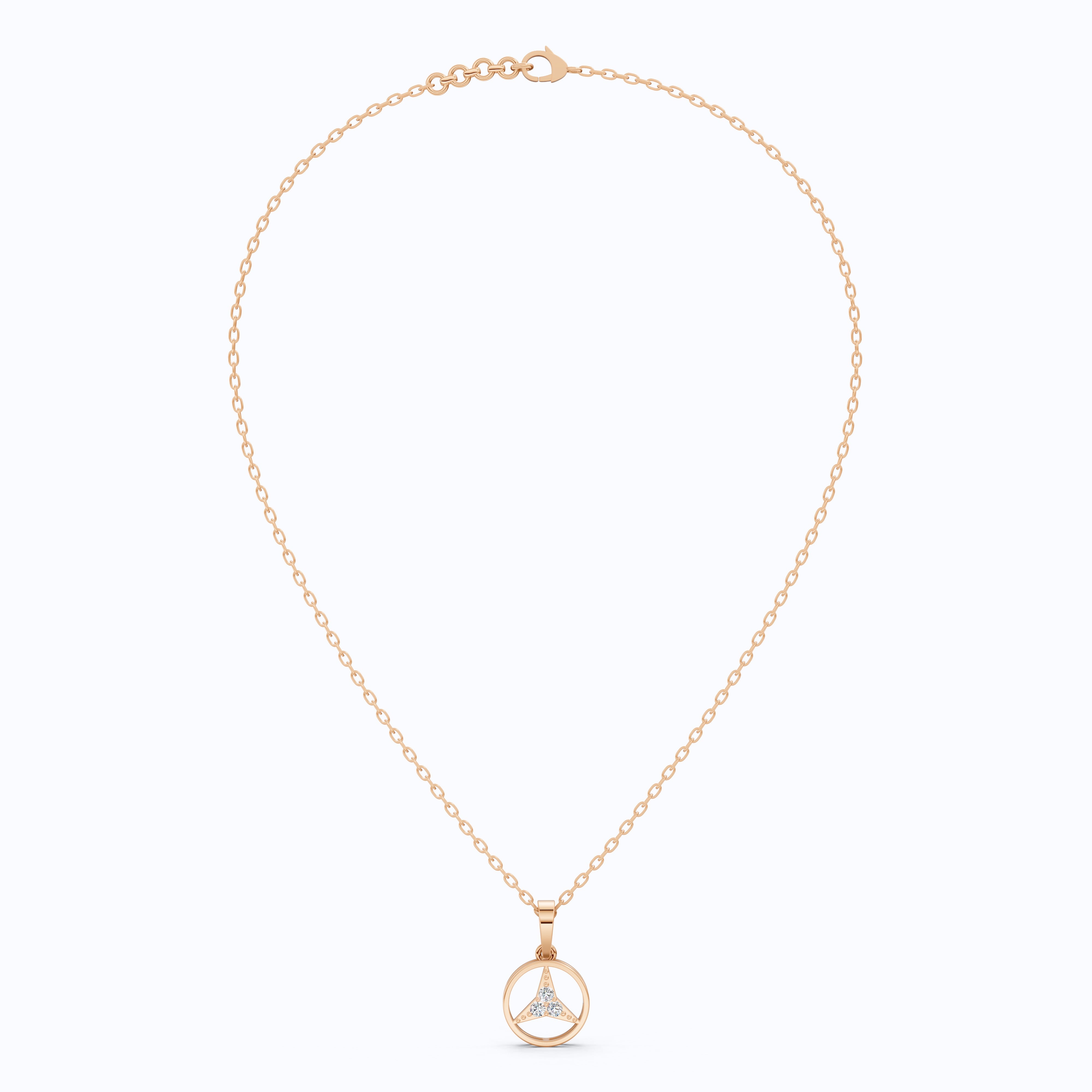 Minimalist Circle Three-Stone Wedding Pendant in 14k Solid Gold, 0.08 TCW Round Cut Lab Diamonds, Symbolic Gift for Her