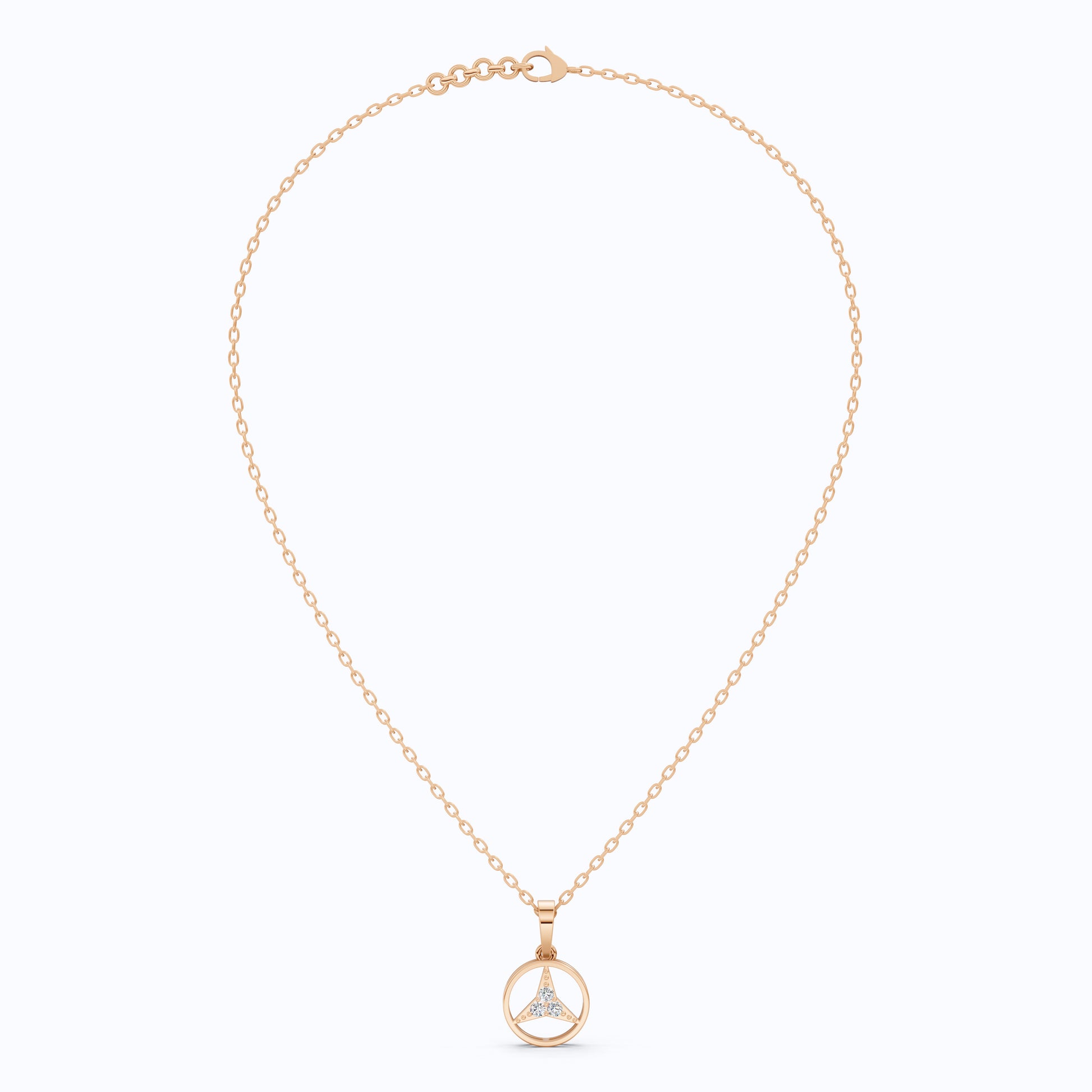 Minimalist Circle Three-Stone Wedding Pendant in 14k Solid Gold, 0.08 TCW Round Cut Lab Diamonds, Symbolic Gift for Her