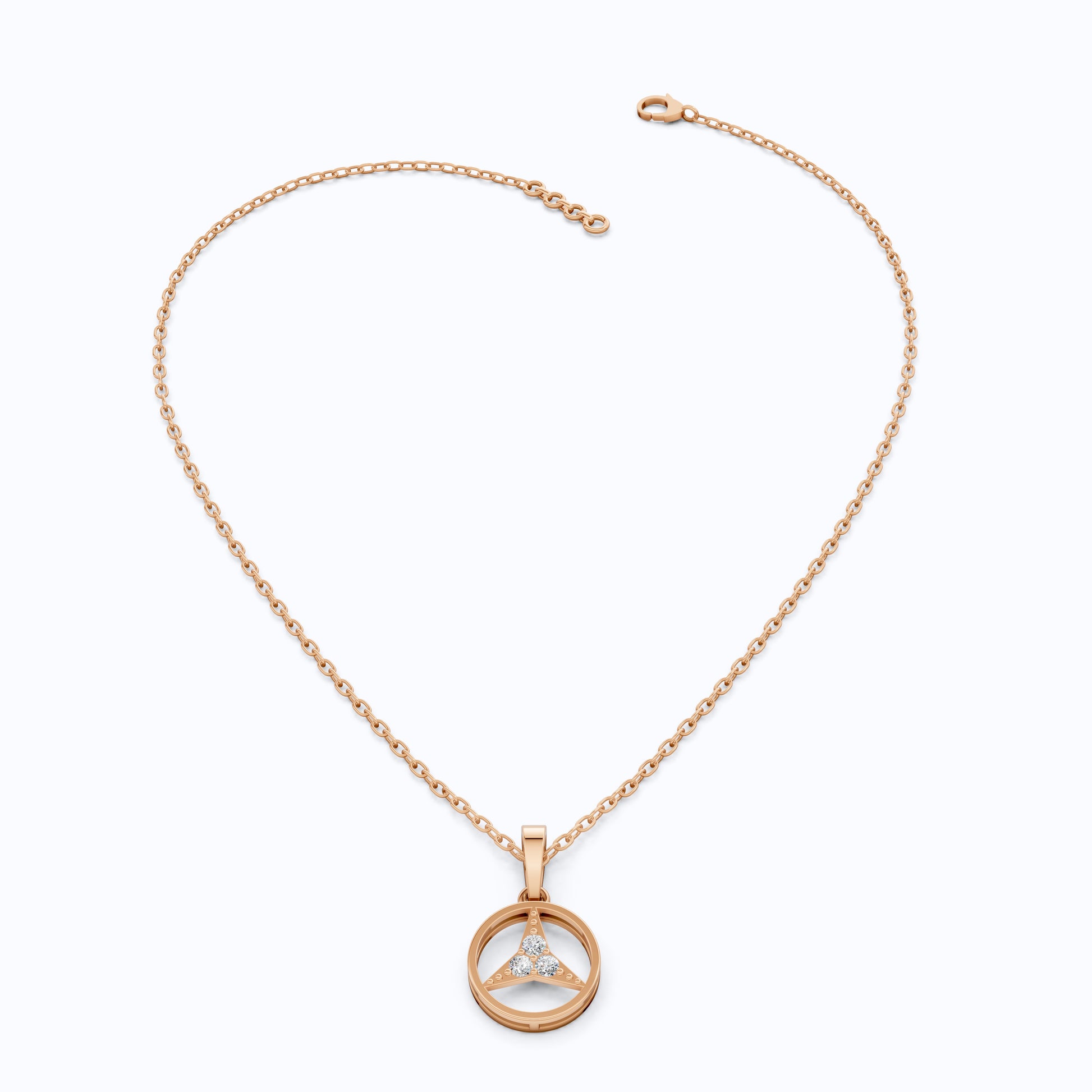 Minimalist Circle Three-Stone Wedding Pendant in 14k Solid Gold, 0.08 TCW Round Cut Lab Diamonds, Symbolic Gift for Her