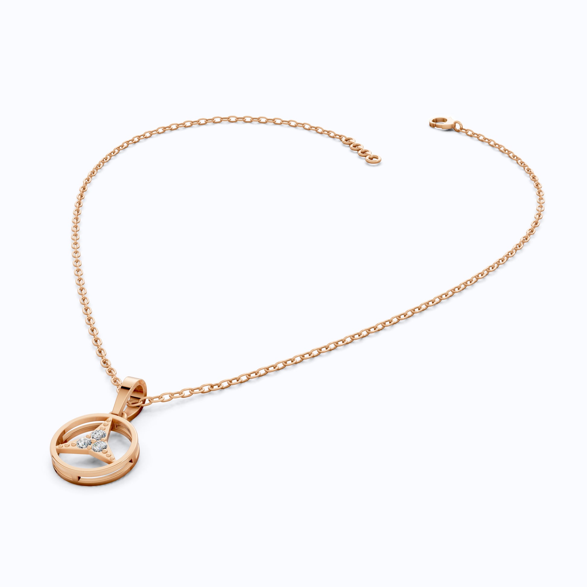 Minimalist Circle Three-Stone Wedding Pendant in 14k Solid Gold, 0.08 TCW Round Cut Lab Diamonds, Symbolic Gift for Her