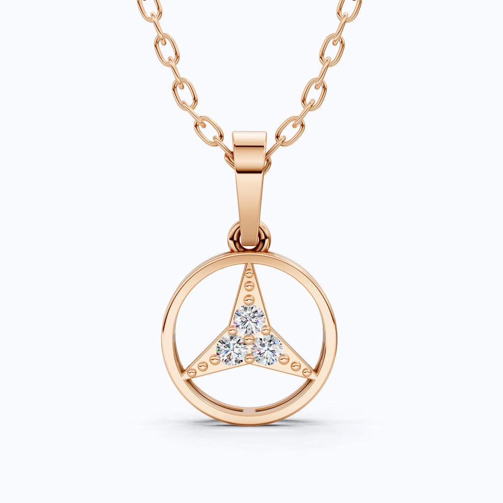 Minimalist Circle Three-Stone Wedding Pendant in 14k Solid Gold, 0.08 TCW Round Cut Lab Diamonds, Symbolic Gift for Her