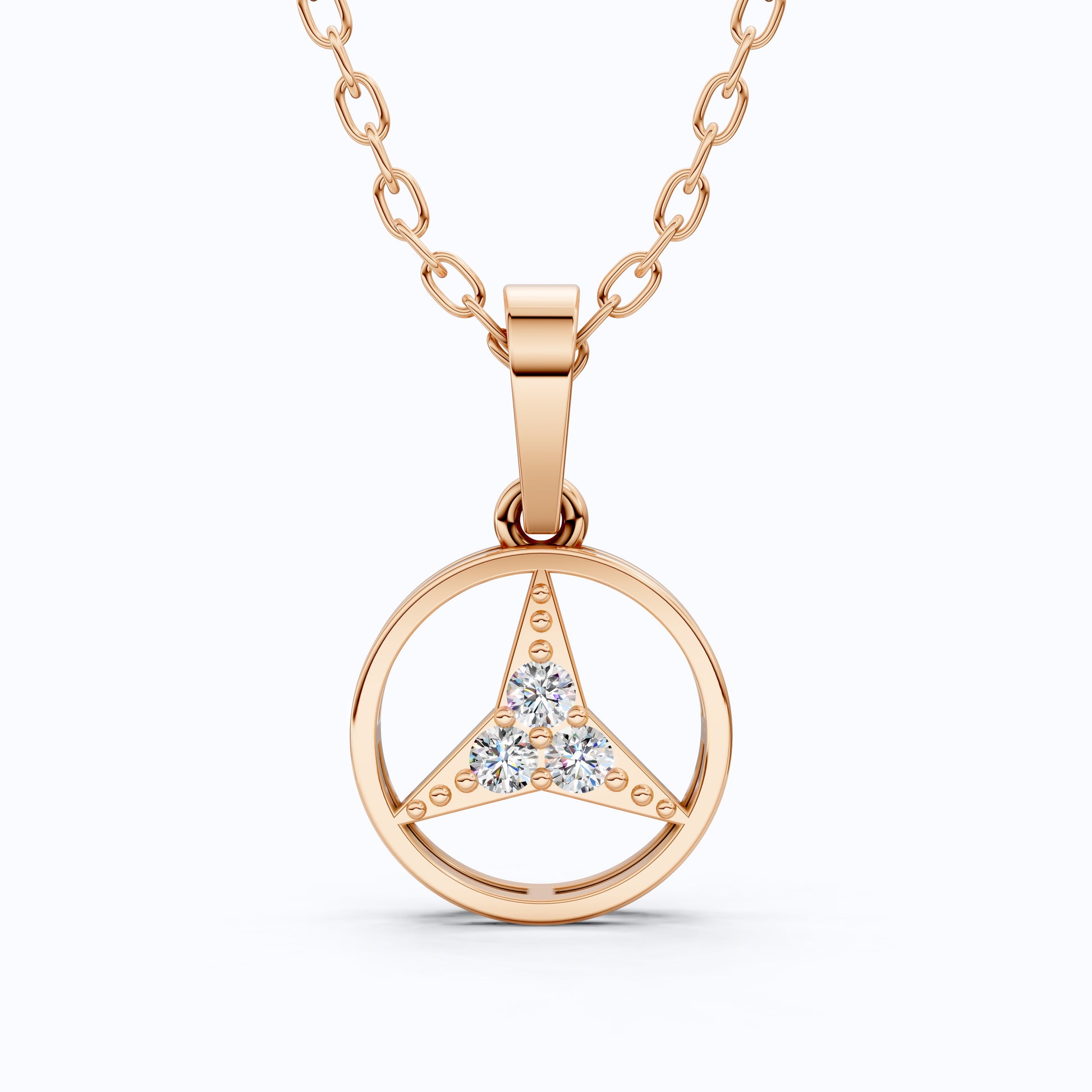 Minimalist Circle Three-Stone Wedding Pendant in 14k Solid Gold, 0.08 TCW Round Cut Lab Diamonds, Symbolic Gift for Her