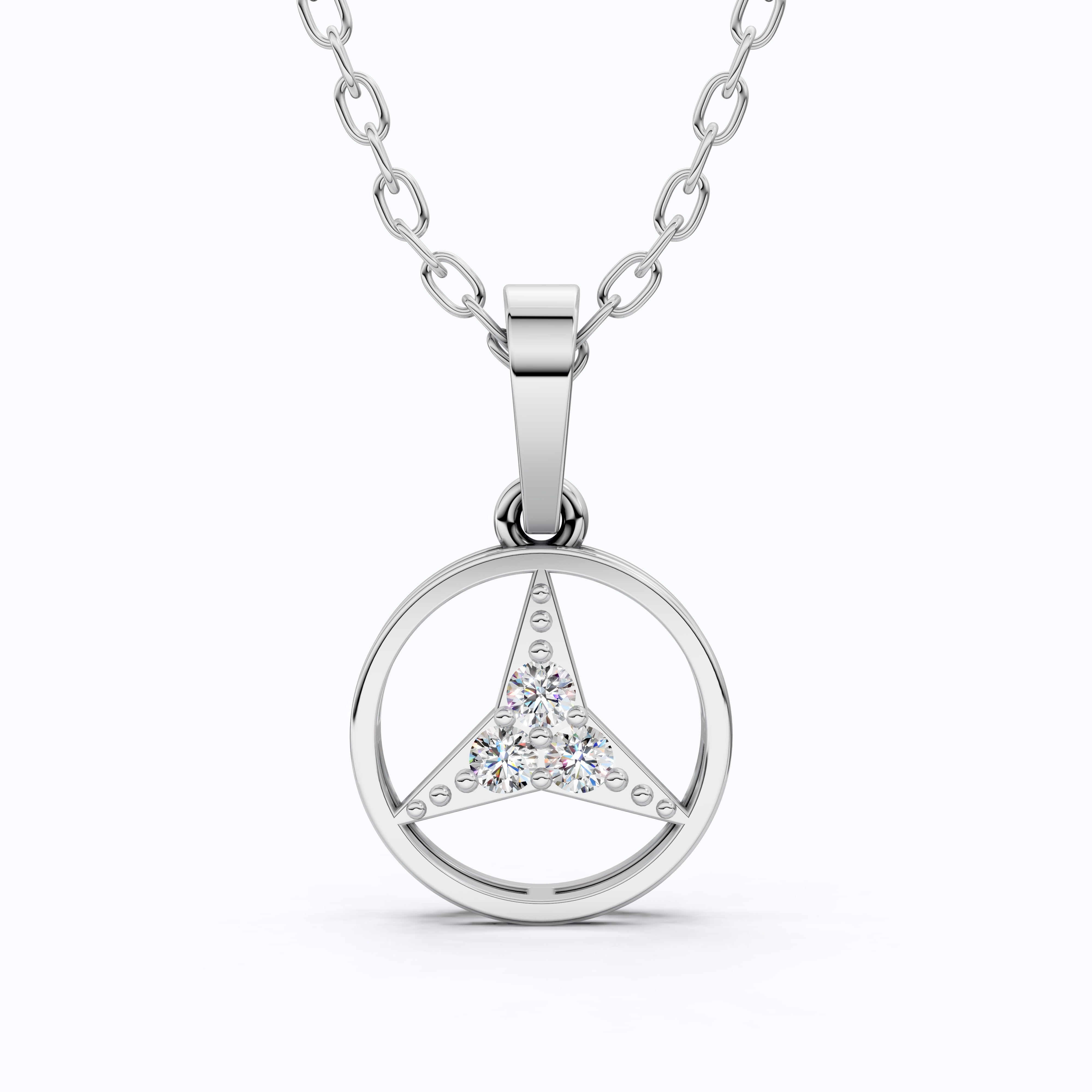 Minimalist Circle Three-Stone Wedding Pendant in 14k Solid Gold, 0.08 TCW Round Cut Lab Diamonds, Symbolic Gift for Her