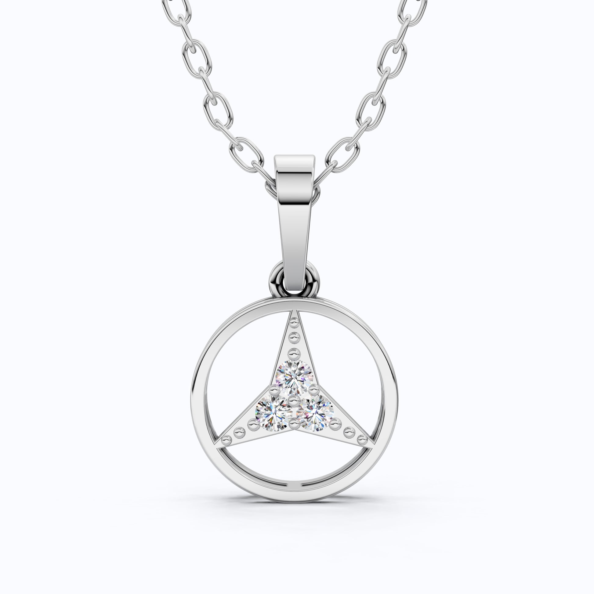 Minimalist Circle Three-Stone Wedding Pendant in 14k Solid Gold, 0.08 TCW Round Cut Lab Diamonds, Symbolic Gift for Her