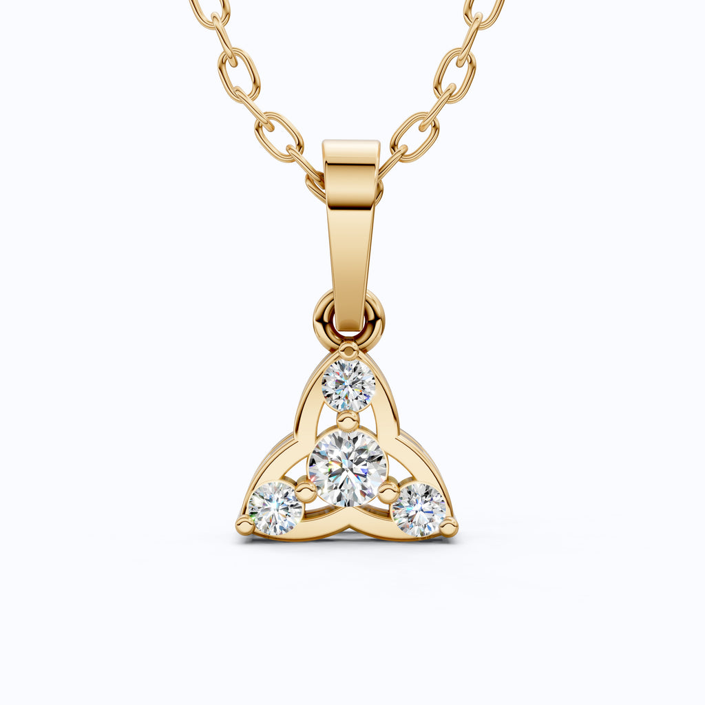 Trinity Knot Celtic Everyday Pendant with Lab Diamond in 14k Solid Gold, Anniversary Gift for Her, Everyday Jewelry, Unique Charm Pendant
