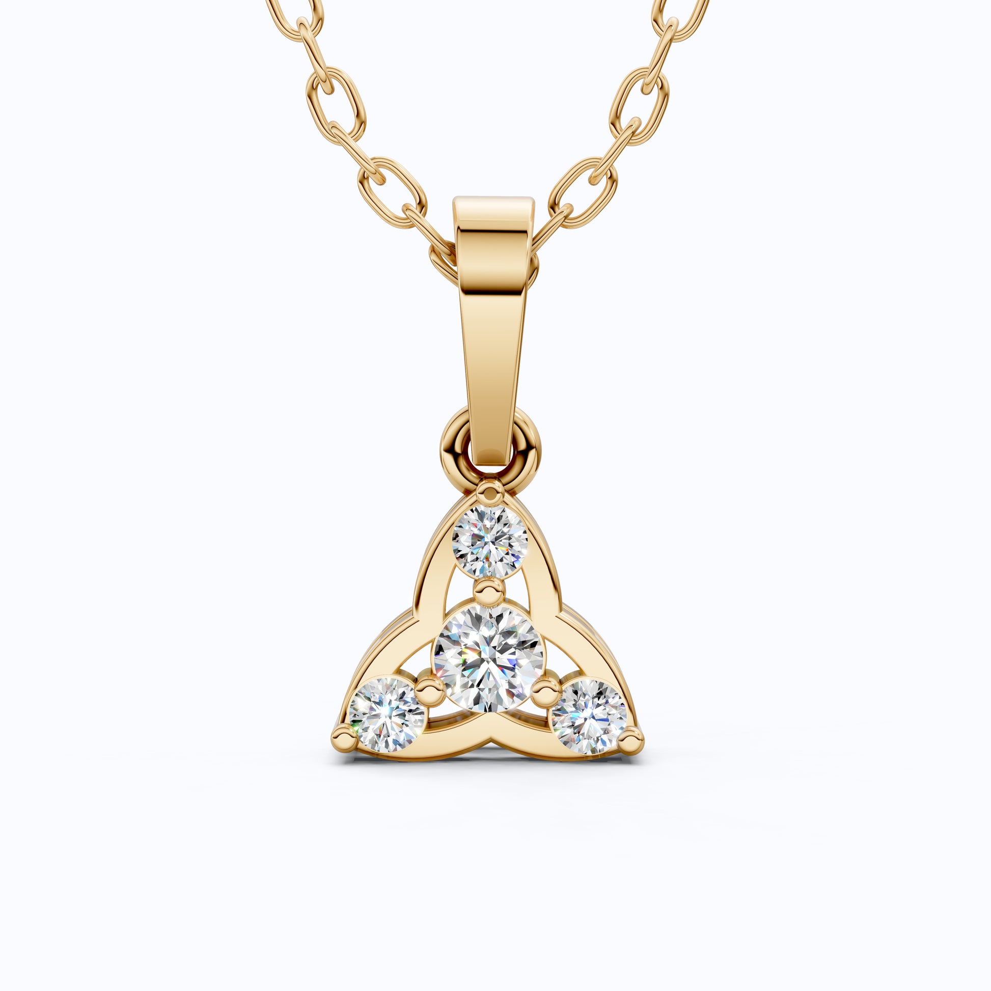 Trinity Knot Celtic Everyday Pendant with Lab Diamond in 14k Solid Gold, Anniversary Gift for Her, Everyday Jewelry, Unique Charm Pendant