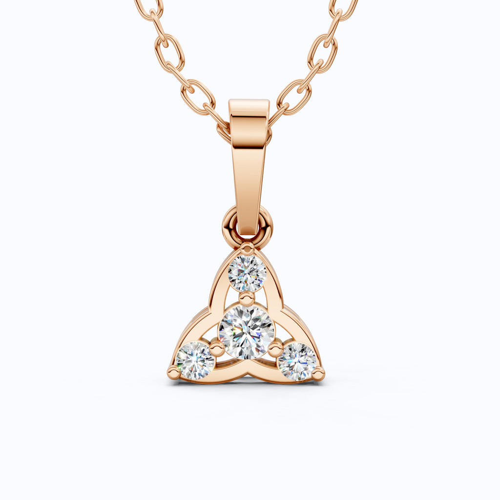 Trinity Knot Celtic Everyday Pendant with Lab Diamond in 14k Solid Gold, Anniversary Gift for Her, Everyday Jewelry, Unique Charm Pendant