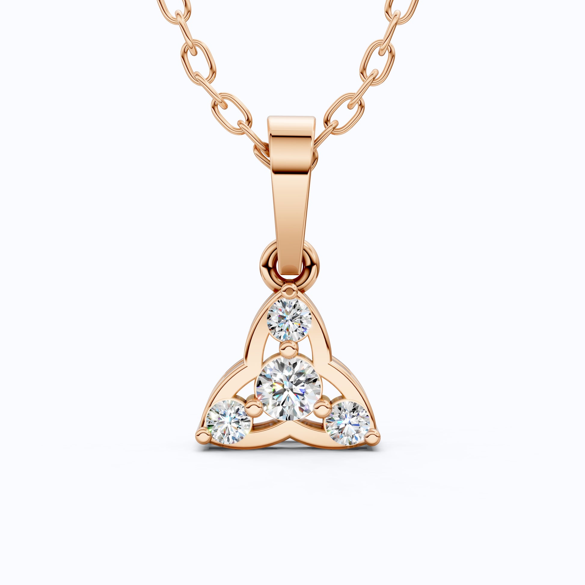 Trinity Knot Celtic Everyday Pendant with Lab Diamond in 14k Solid Gold, Anniversary Gift for Her, Everyday Jewelry, Unique Charm Pendant