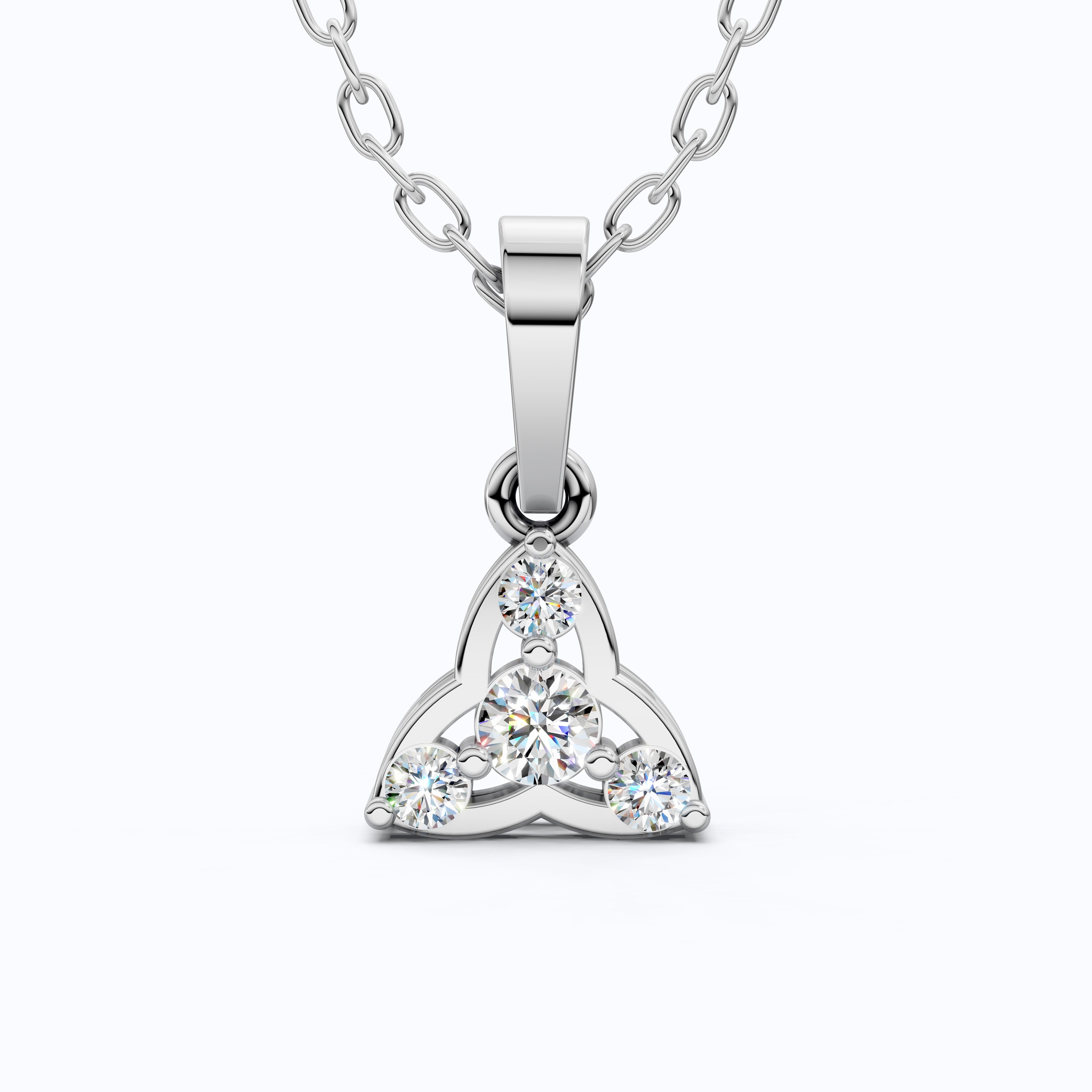 Trinity Knot Celtic Everyday Pendant with Lab Diamond in 14k Solid Gold, Anniversary Gift for Her, Everyday Jewelry, Unique Charm Pendant