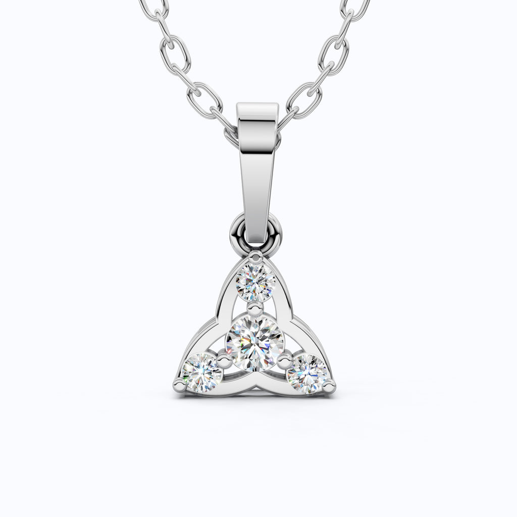 Trinity Knot Celtic Everyday Pendant with Lab Diamond in 14k Solid Gold, Anniversary Gift for Her, Everyday Jewelry, Unique Charm Pendant