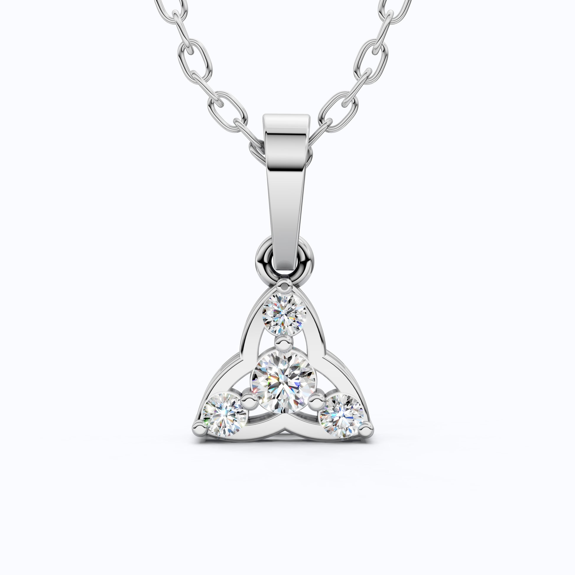 Trinity Knot Celtic Everyday Pendant with Lab Diamond in 14k Solid Gold, Anniversary Gift for Her, Everyday Jewelry, Unique Charm Pendant