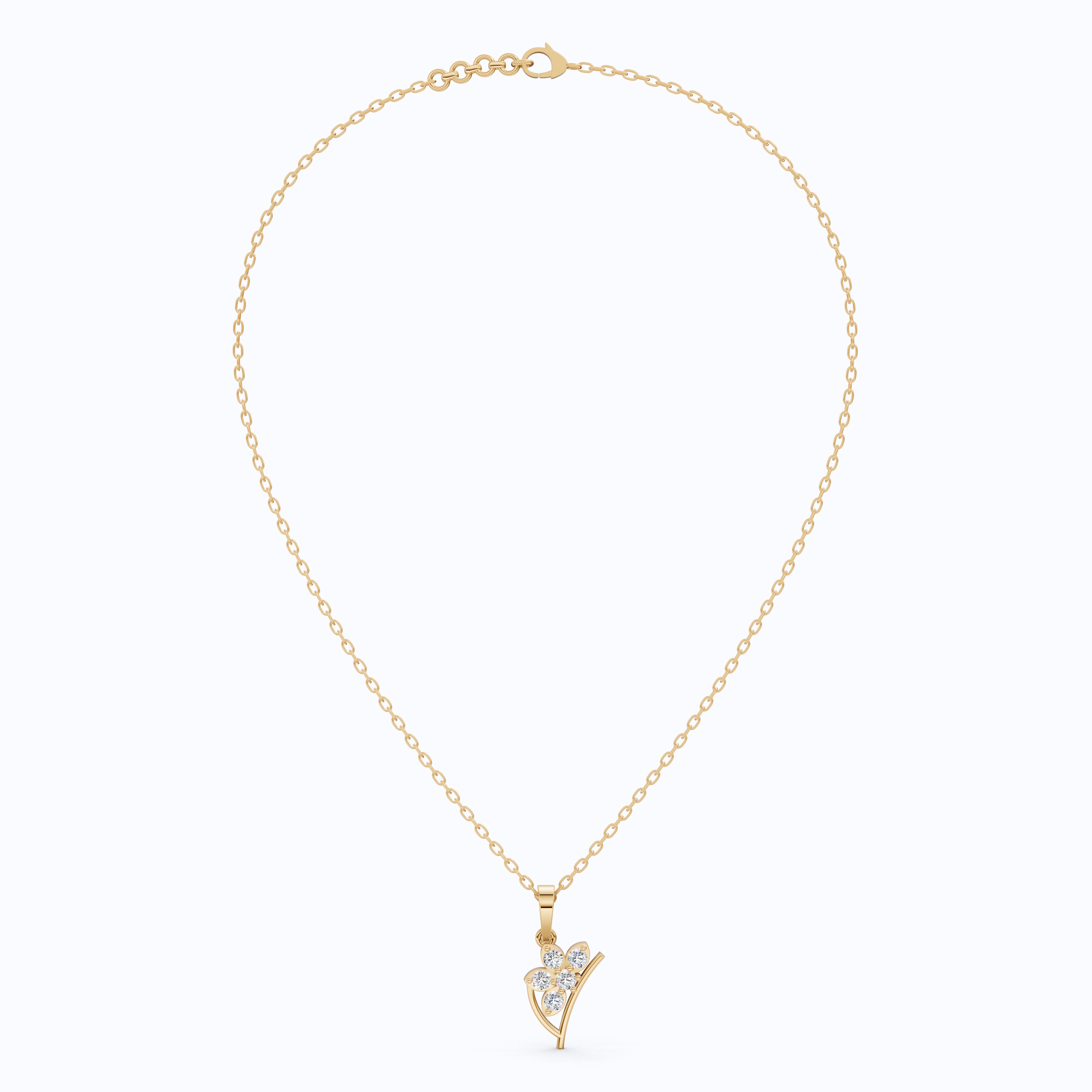 Flower Blossom Cluster Diamond Pendant in 14K Solid Gold, 0.25 TCW Round Cut Lab Diamonds, Birthday Gift for Her, Anniversary Pendant, Bridal Accessory