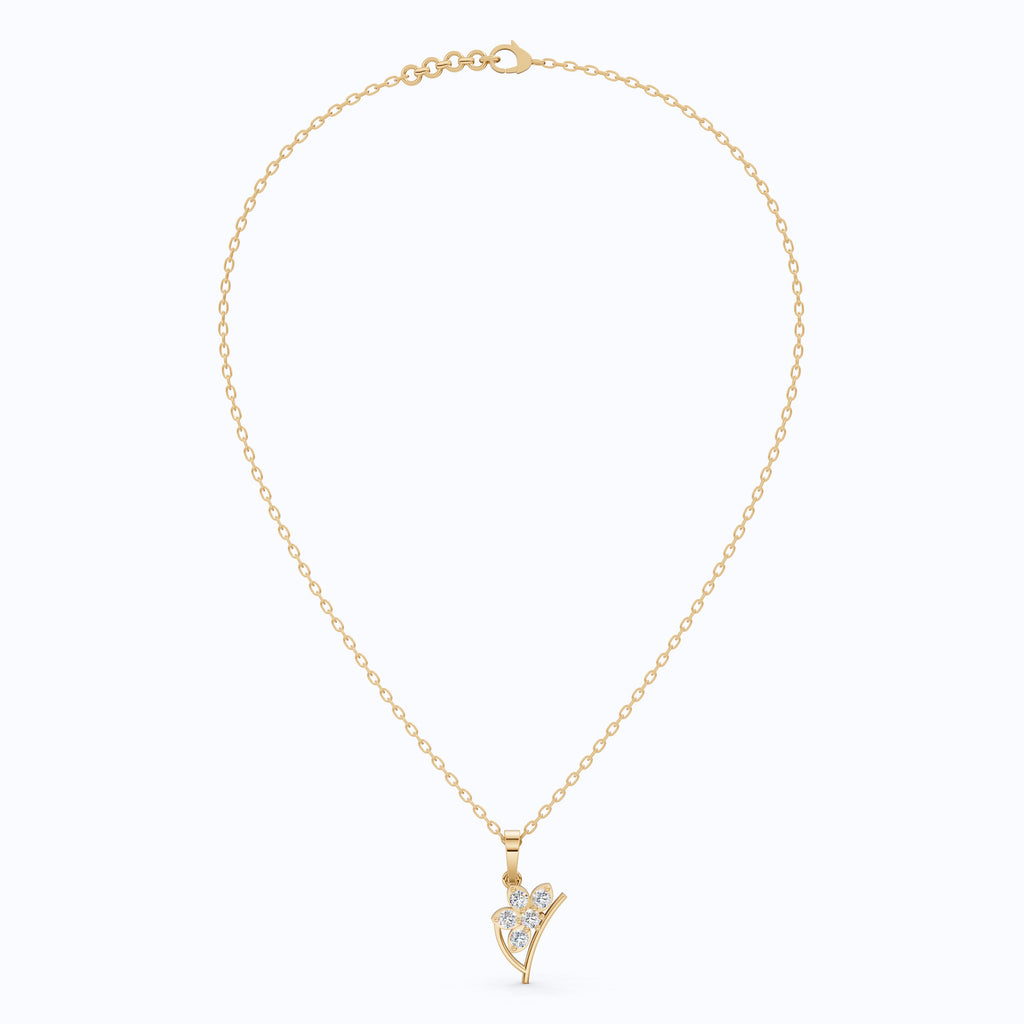 Flower Blossom Cluster Diamond Pendant in 14K Solid Gold, 0.25 TCW Round Cut Lab Diamonds, Birthday Gift for Her, Anniversary Pendant, Bridal Accessory