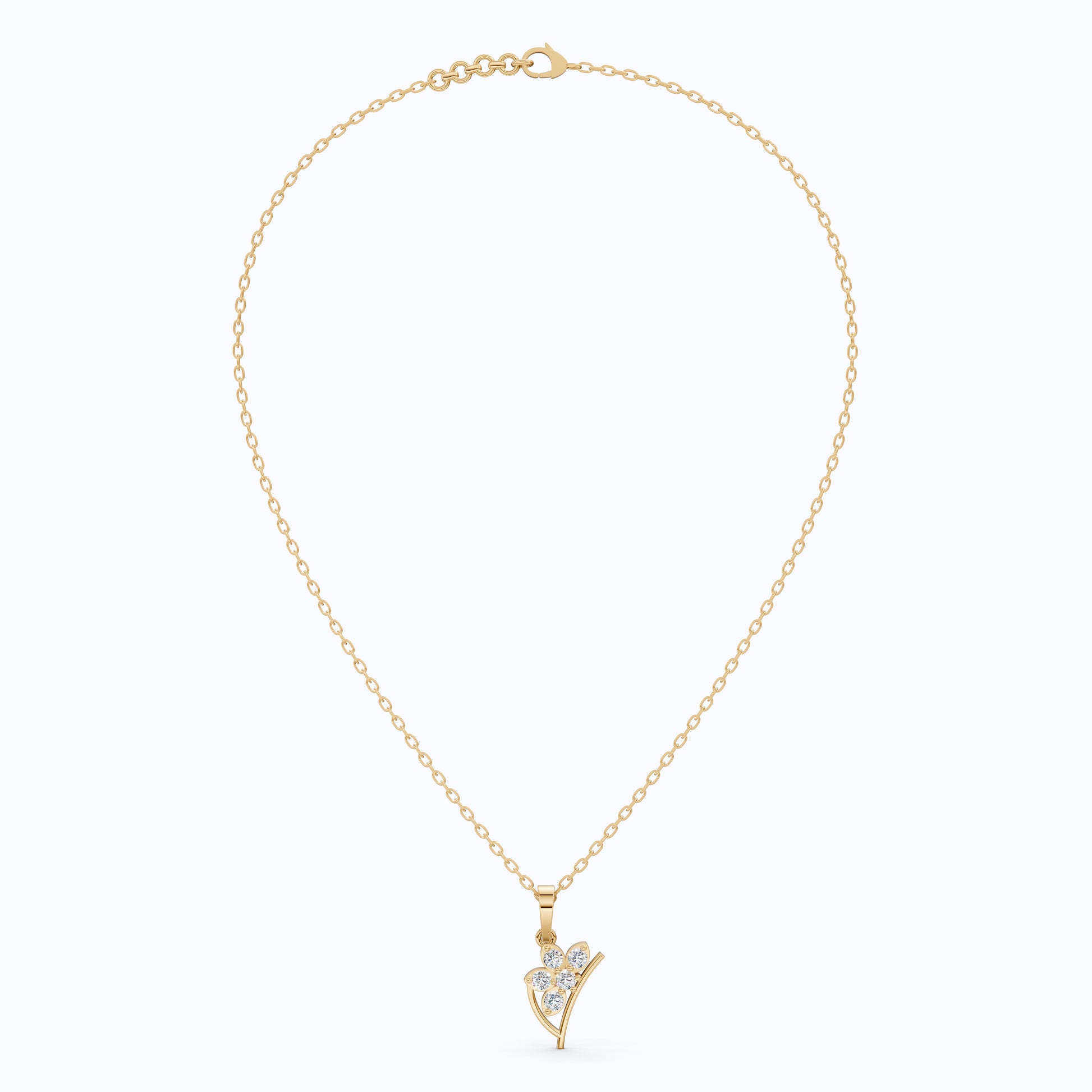 Flower Blossom Cluster Diamond Pendant in 14K Solid Gold, 0.25 TCW Round Cut Lab Diamonds, Birthday Gift for Her, Anniversary Pendant, Bridal Accessory