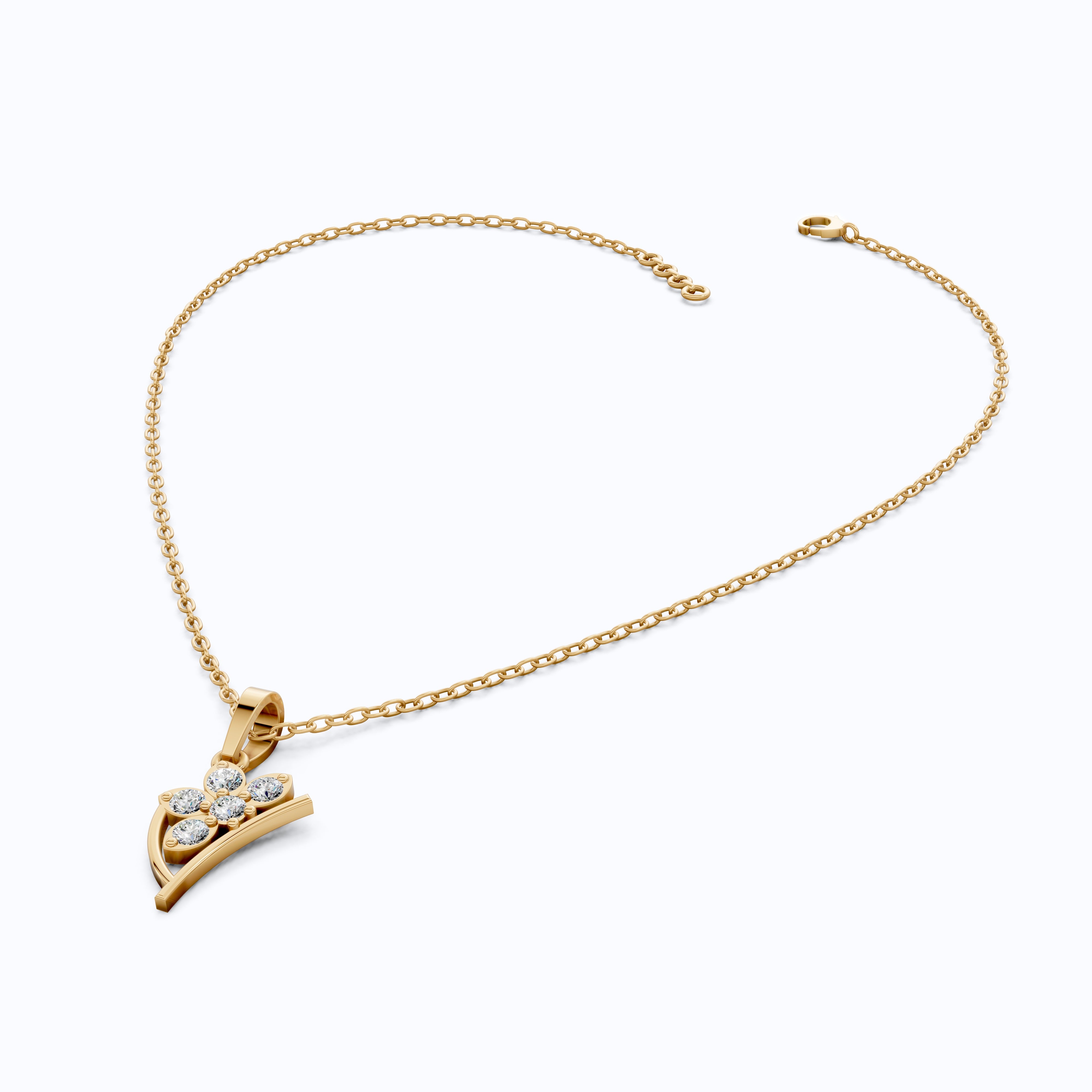 Flower Blossom Cluster Diamond Pendant in 14K Solid Gold, 0.25 TCW Round Cut Lab Diamonds, Birthday Gift for Her, Anniversary Pendant, Bridal Accessory