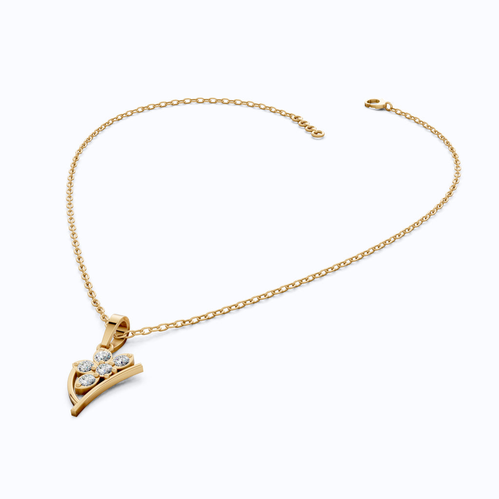 Flower Blossom Cluster Diamond Pendant in 14K Solid Gold, 0.25 TCW Round Cut Lab Diamonds, Birthday Gift for Her, Anniversary Pendant, Bridal Accessory