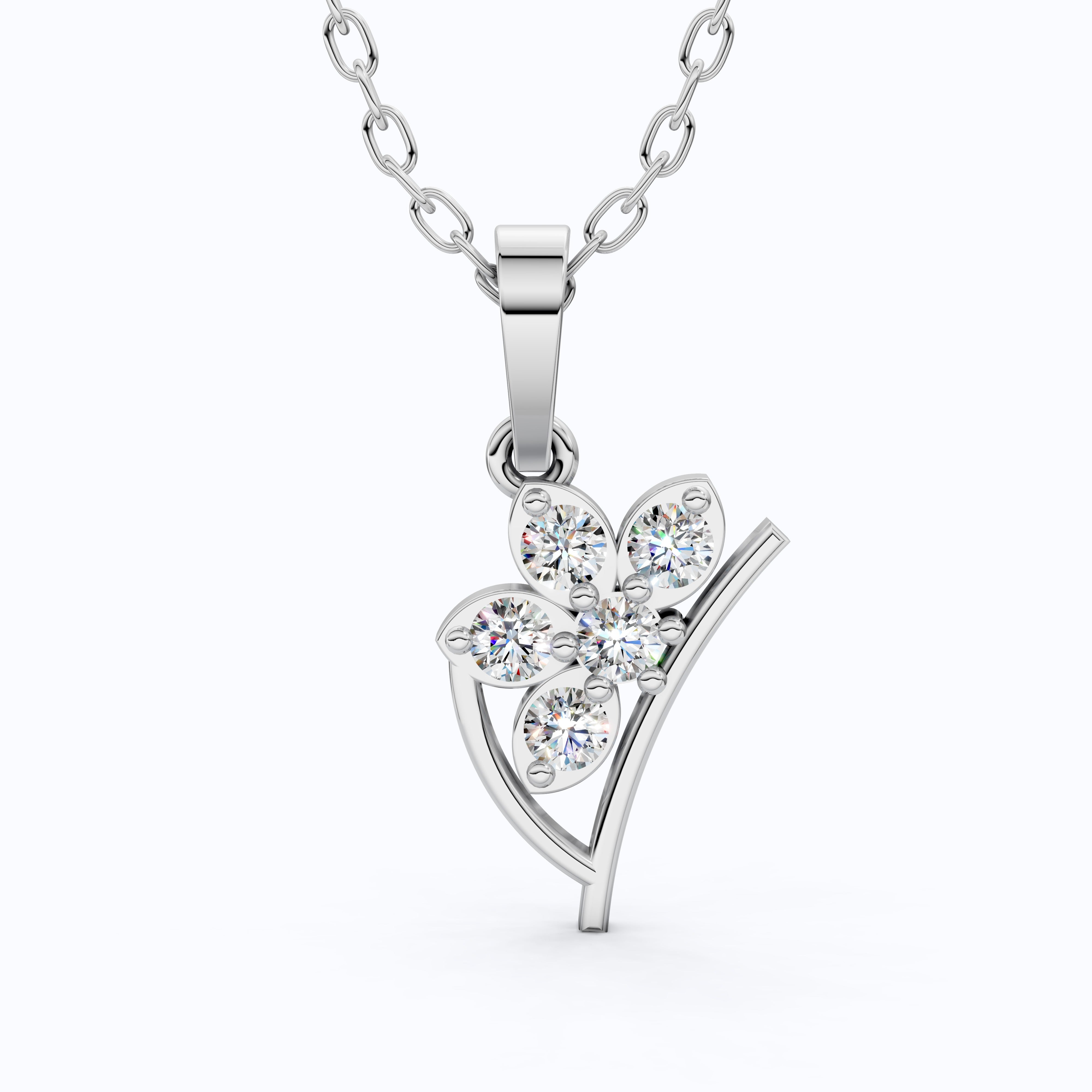 Flower Blossom Cluster Diamond Pendant in 14K Solid Gold, 0.25 TCW Round Cut Lab Diamonds, Birthday Gift for Her, Anniversary Pendant, Bridal Accessory