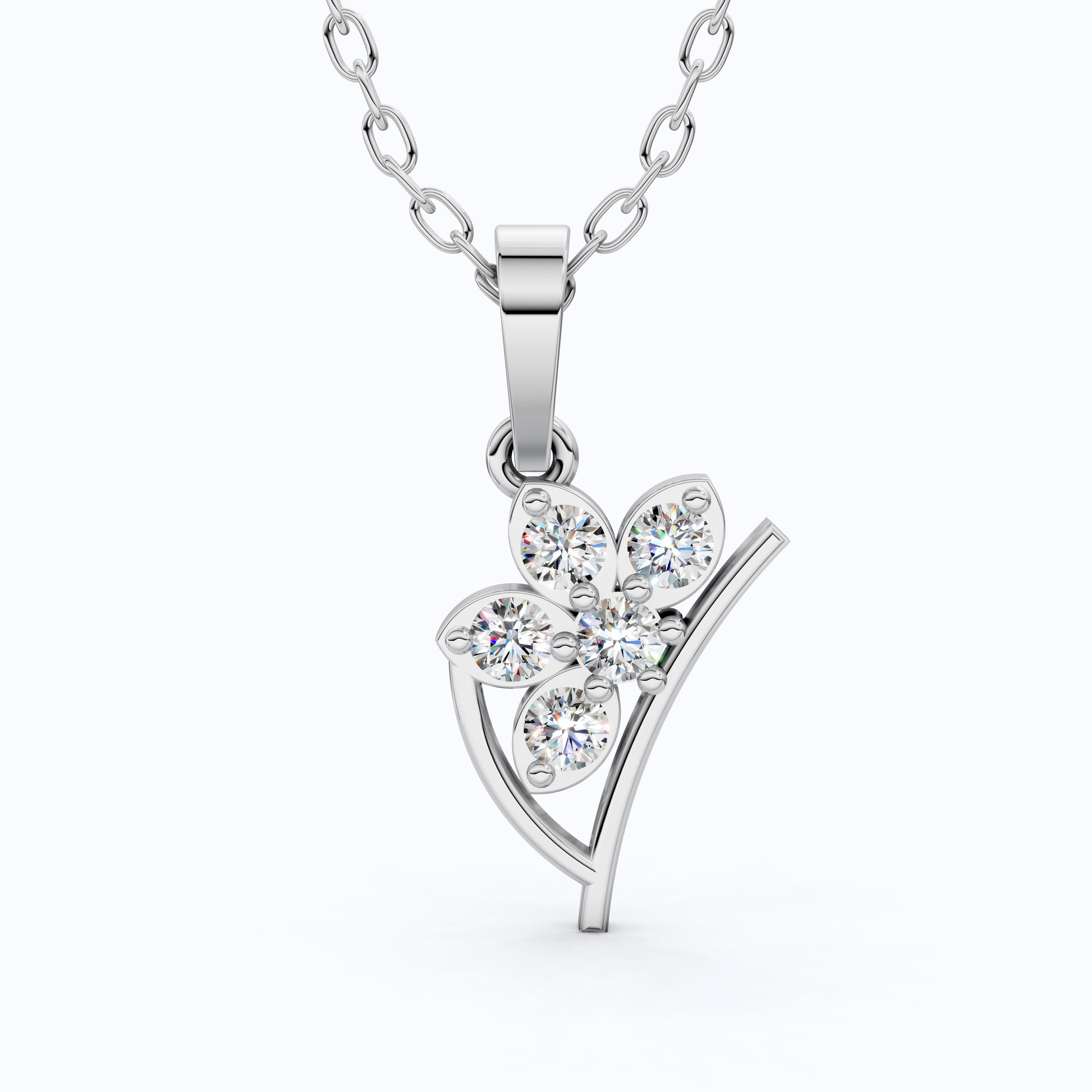 Flower Blossom Cluster Diamond Pendant in 14K Solid Gold, 0.25 TCW Round Cut Lab Diamonds, Birthday Gift for Her, Anniversary Pendant, Bridal Accessory