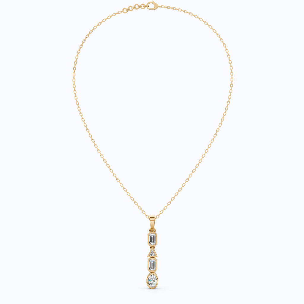 1.20 TCW Multi Shaped Bezel Set Wedding Pendant, Daily Wear Pendant