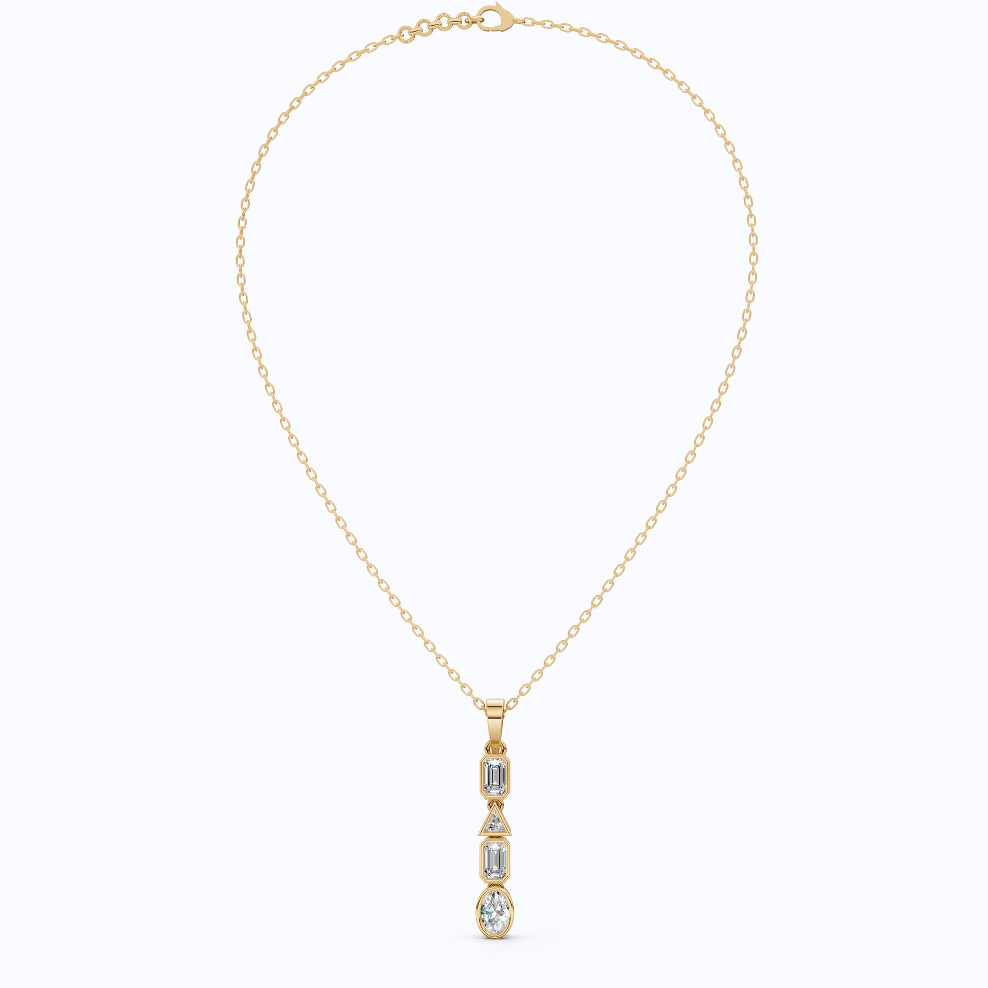 1.20 TCW Multi Shaped Bezel Set Wedding Pendant, Daily Wear Pendant
