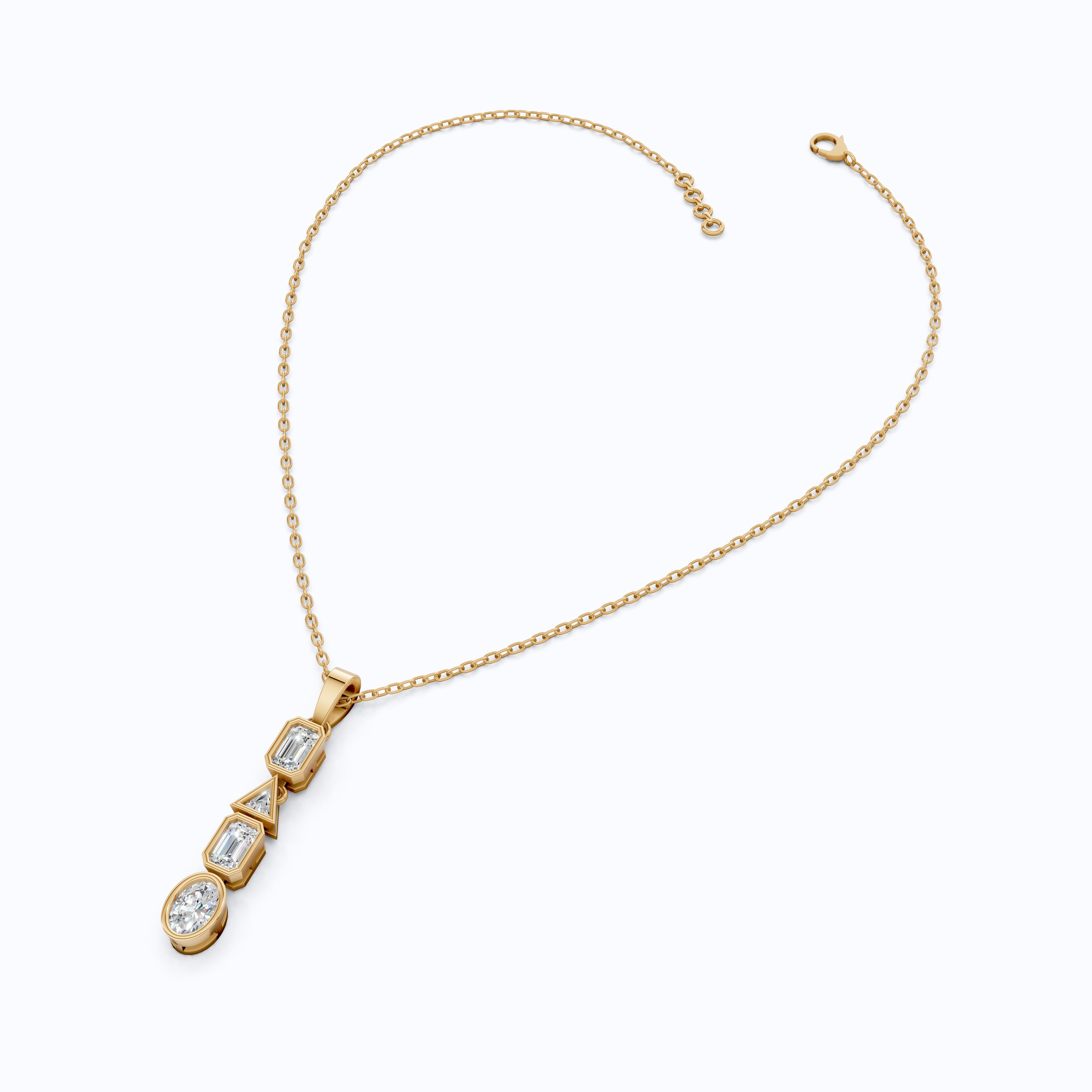 1.20 TCW Multi Shaped Bezel Set Wedding Pendant, Daily Wear Pendant