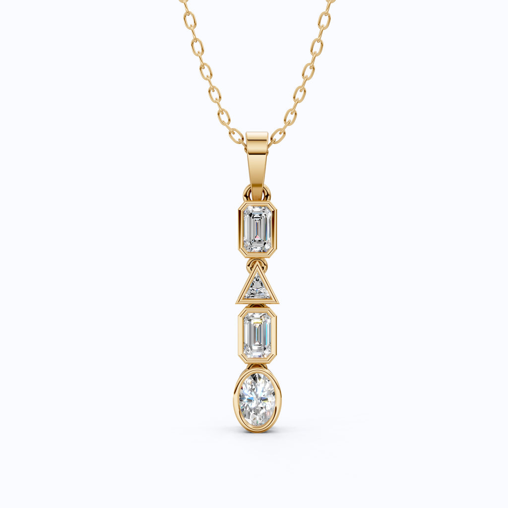 1.20 TCW Multi Shaped Bezel Set Wedding Pendant, Daily Wear Pendant