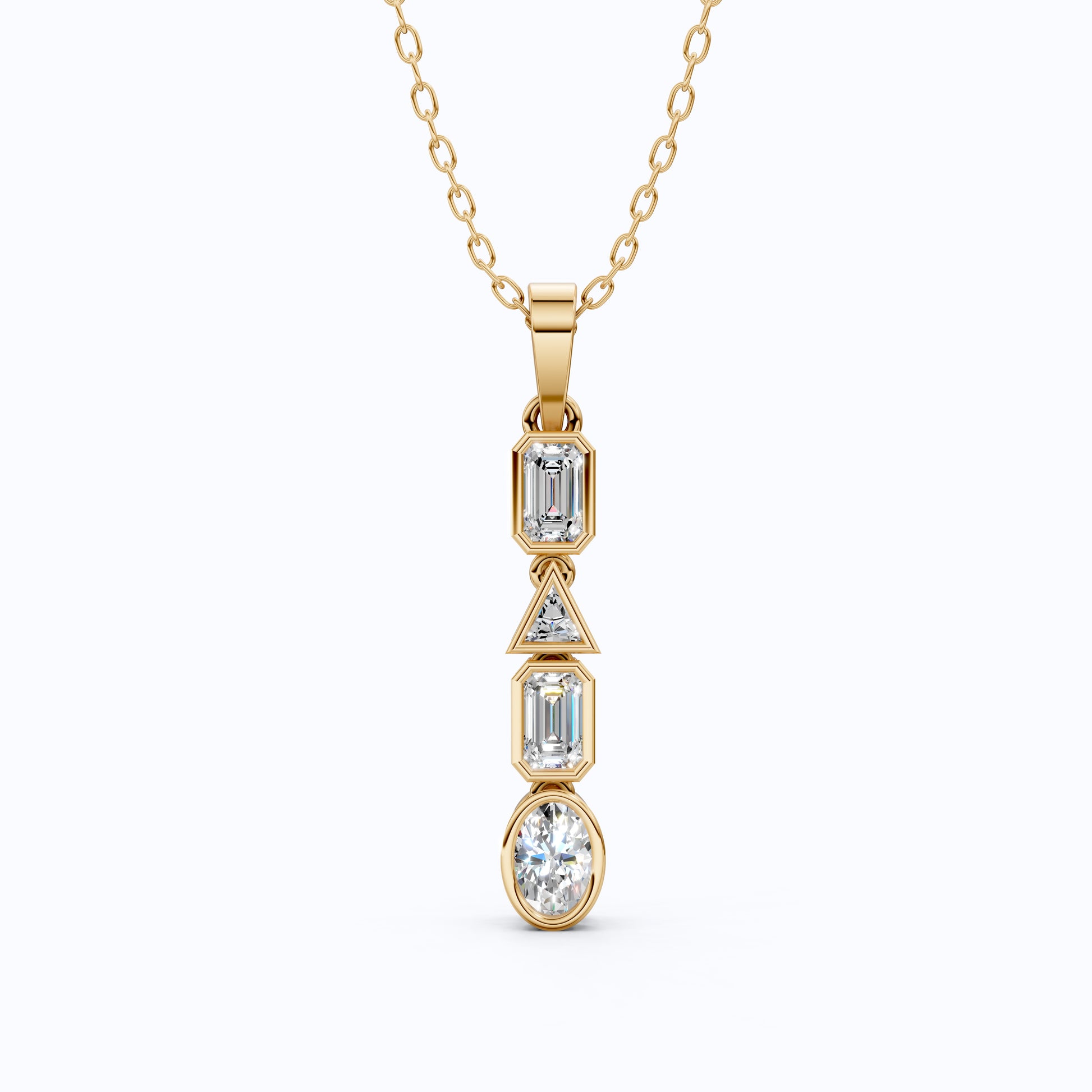 1.20 TCW Multi Shaped Bezel Set Wedding Pendant, Daily Wear Pendant