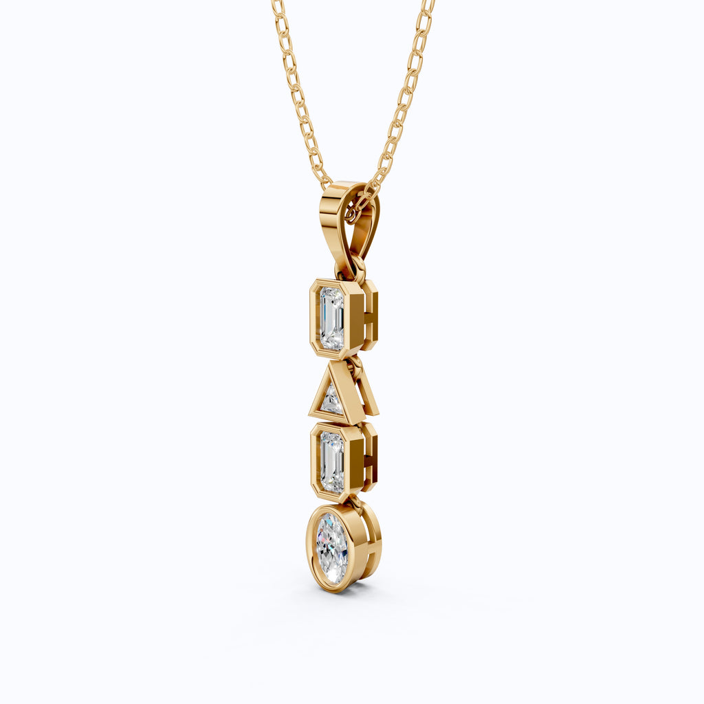 1.20 TCW Multi Shaped Bezel Set Wedding Pendant, Daily Wear Pendant
