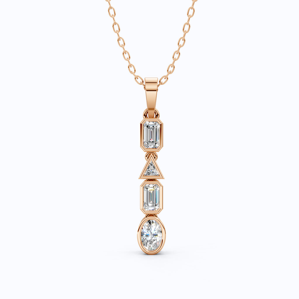 1.20 TCW Multi Shaped Bezel Set Wedding Pendant, Daily Wear Pendant