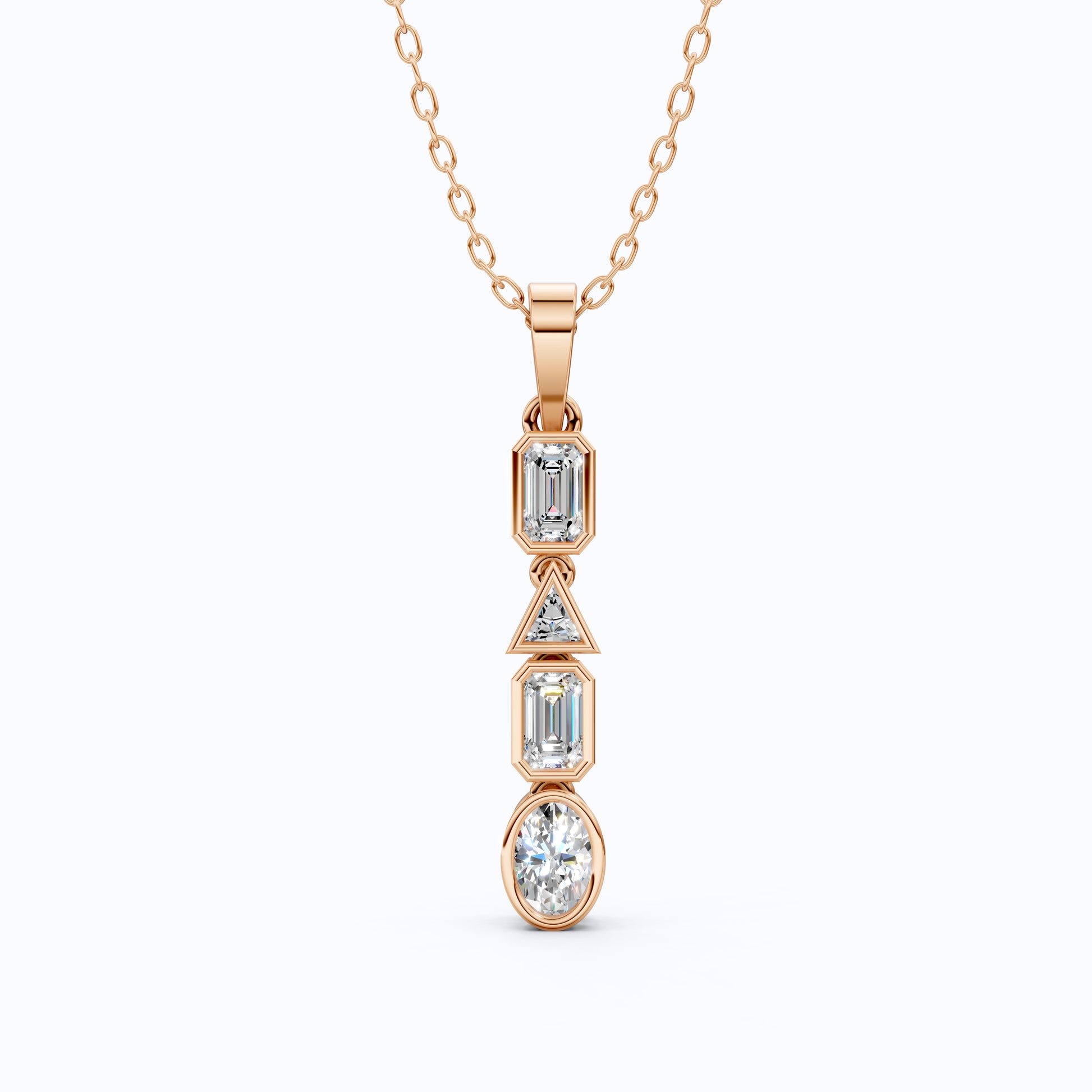 1.20 TCW Multi Shaped Bezel Set Wedding Pendant, Daily Wear Pendant
