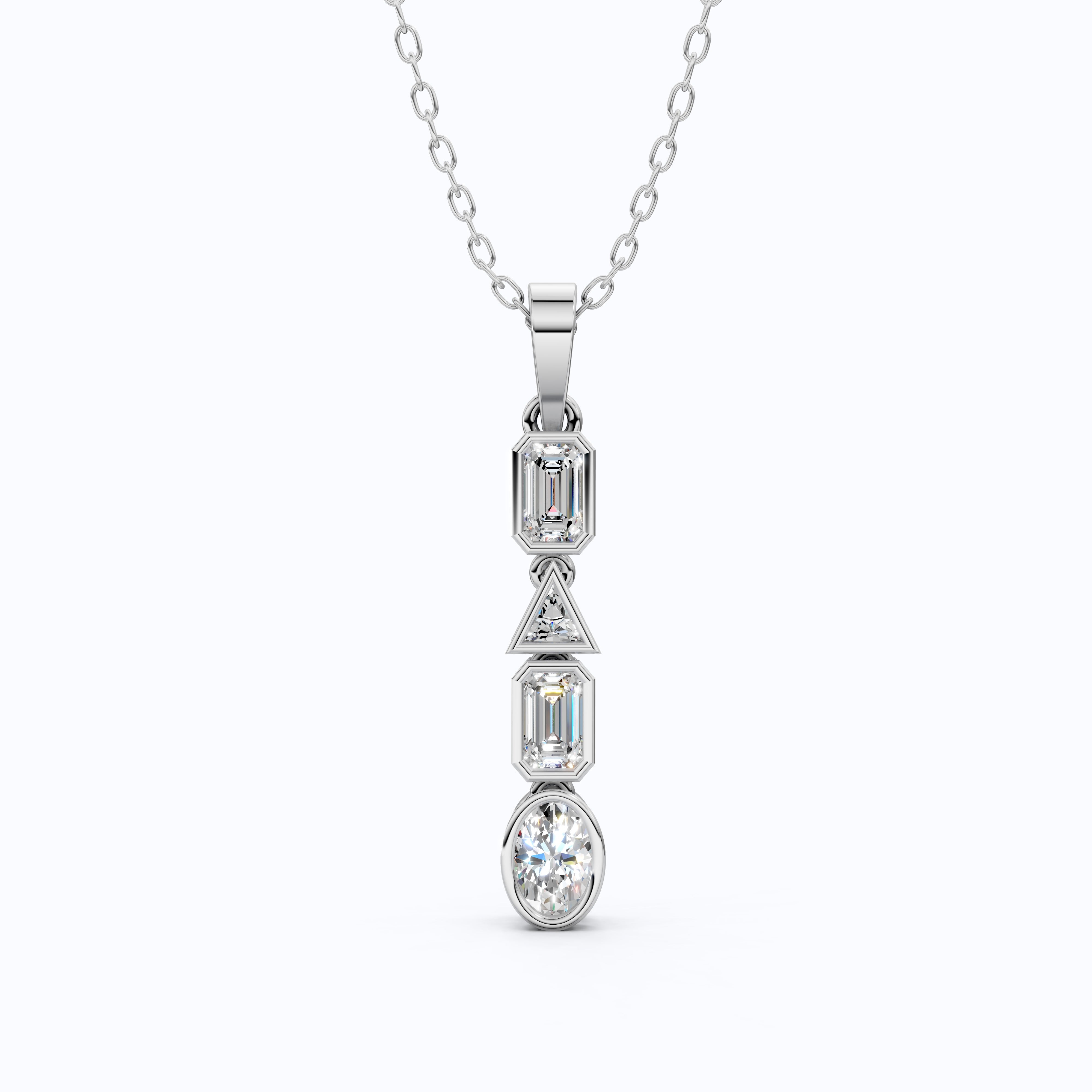 1.20 TCW Multi Shaped Bezel Set Wedding Pendant, Daily Wear Pendant