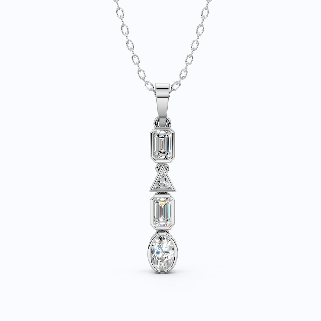 1.20 TCW Multi Shaped Bezel Set Wedding Pendant, Daily Wear Pendant