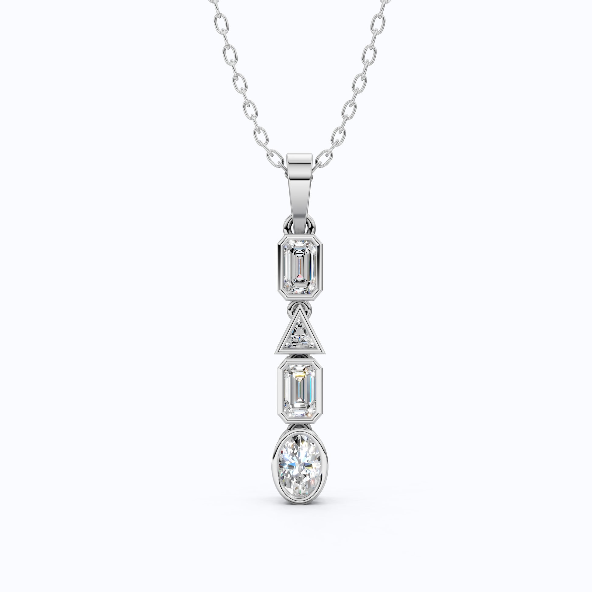 1.20 TCW Multi Shaped Bezel Set Wedding Pendant, Daily Wear Pendant