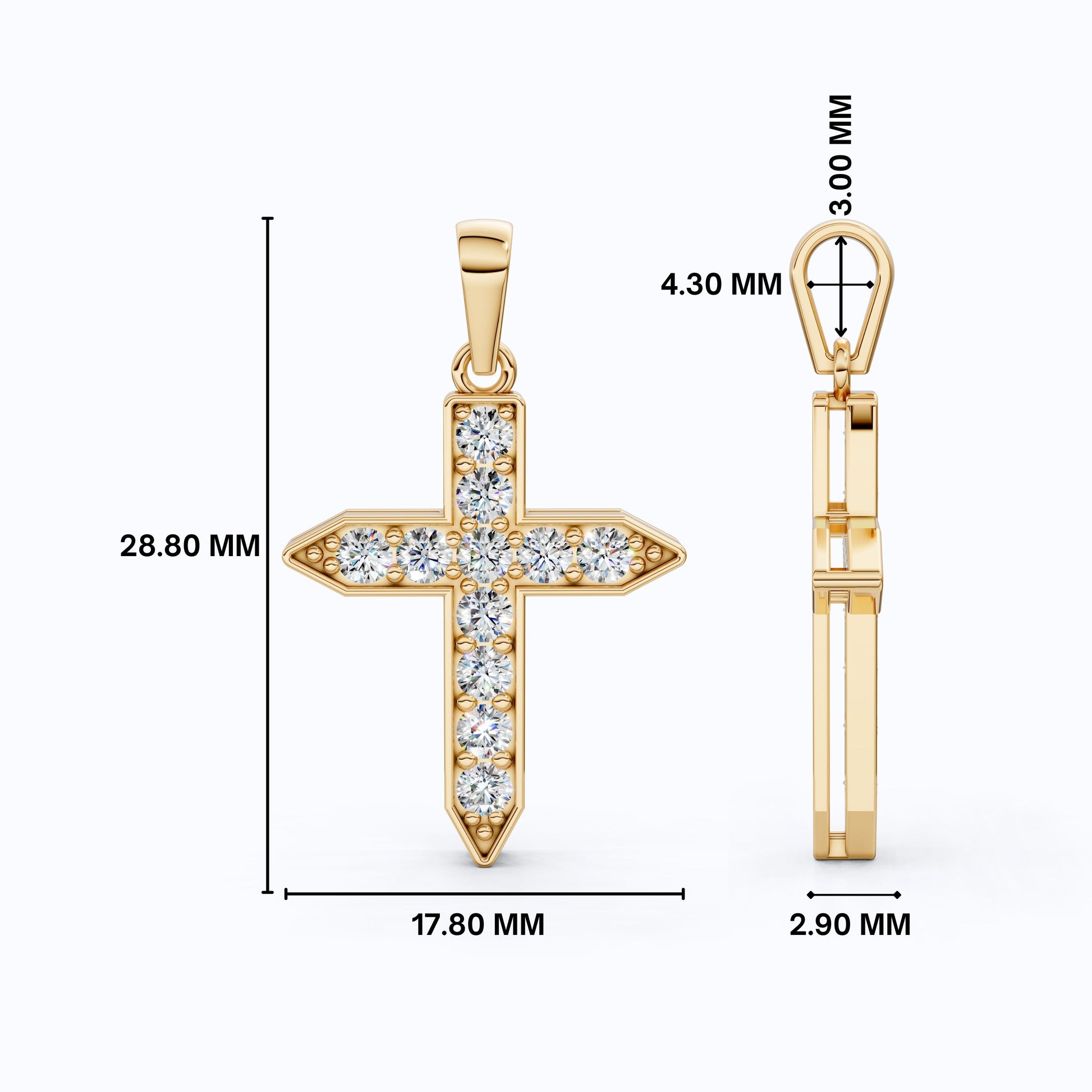 Pointed Edge Cross Pendant in 14k Solid Gold, 0.73 TCW Round Cut Lab Diamonds, Christian Jewelry, Gift for Women