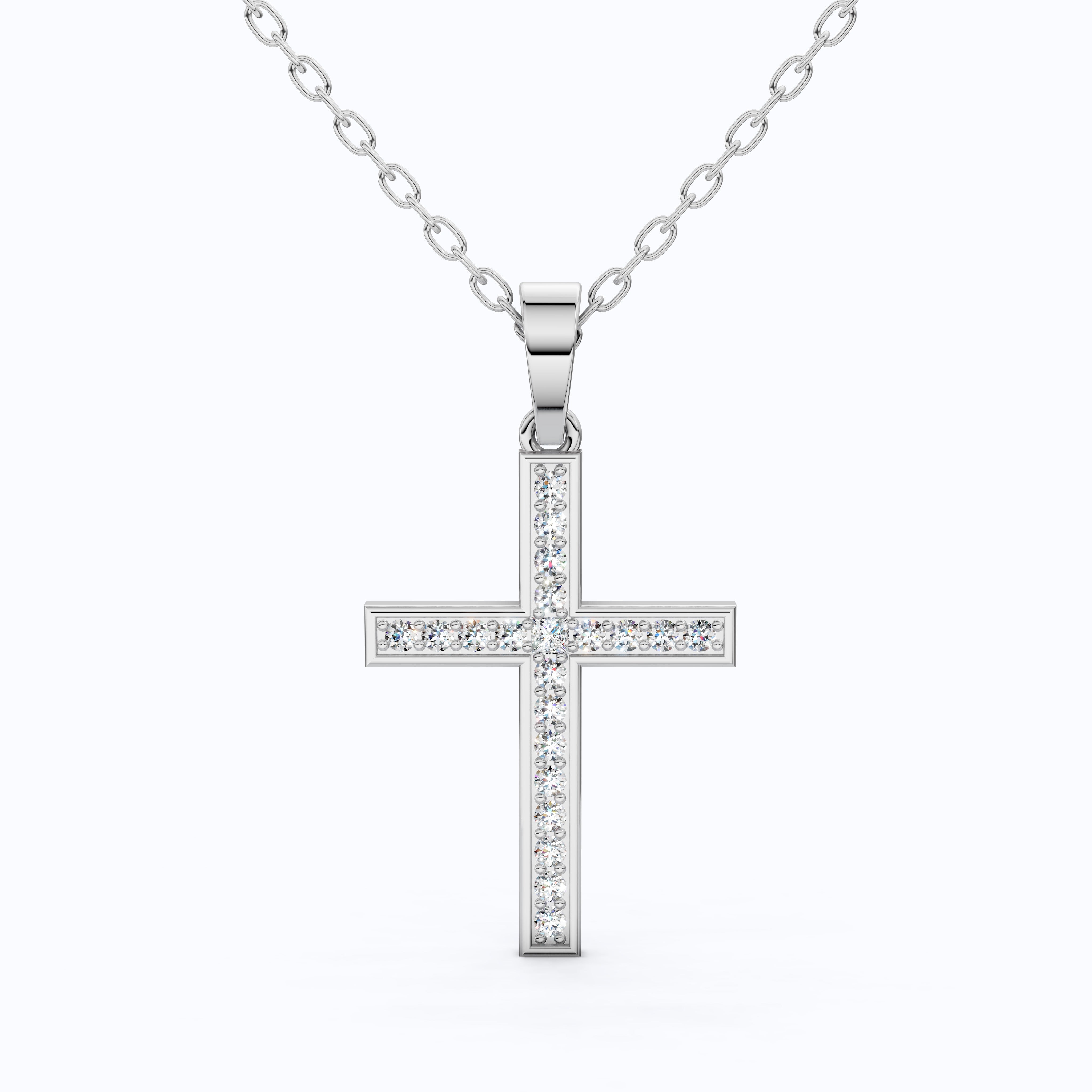 Sparkling Pavé Cross Pendant in 14k Solid Gold, 0.21 TCW Round Cut Lab Created Diamonds, Faith Jewelry, Confirmation Gift