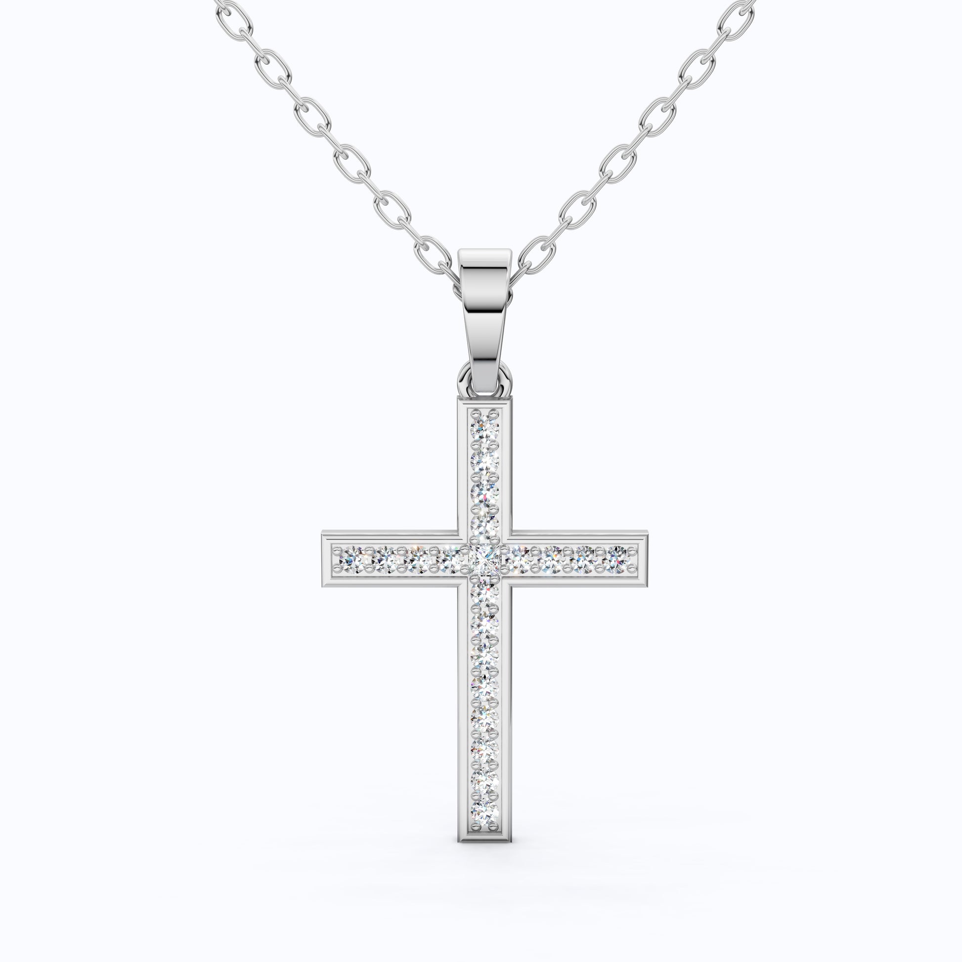 Sparkling Pavé Cross Pendant in 14k Solid Gold, 0.21 TCW Round Cut Lab Created Diamonds, Faith Jewelry, Confirmation Gift