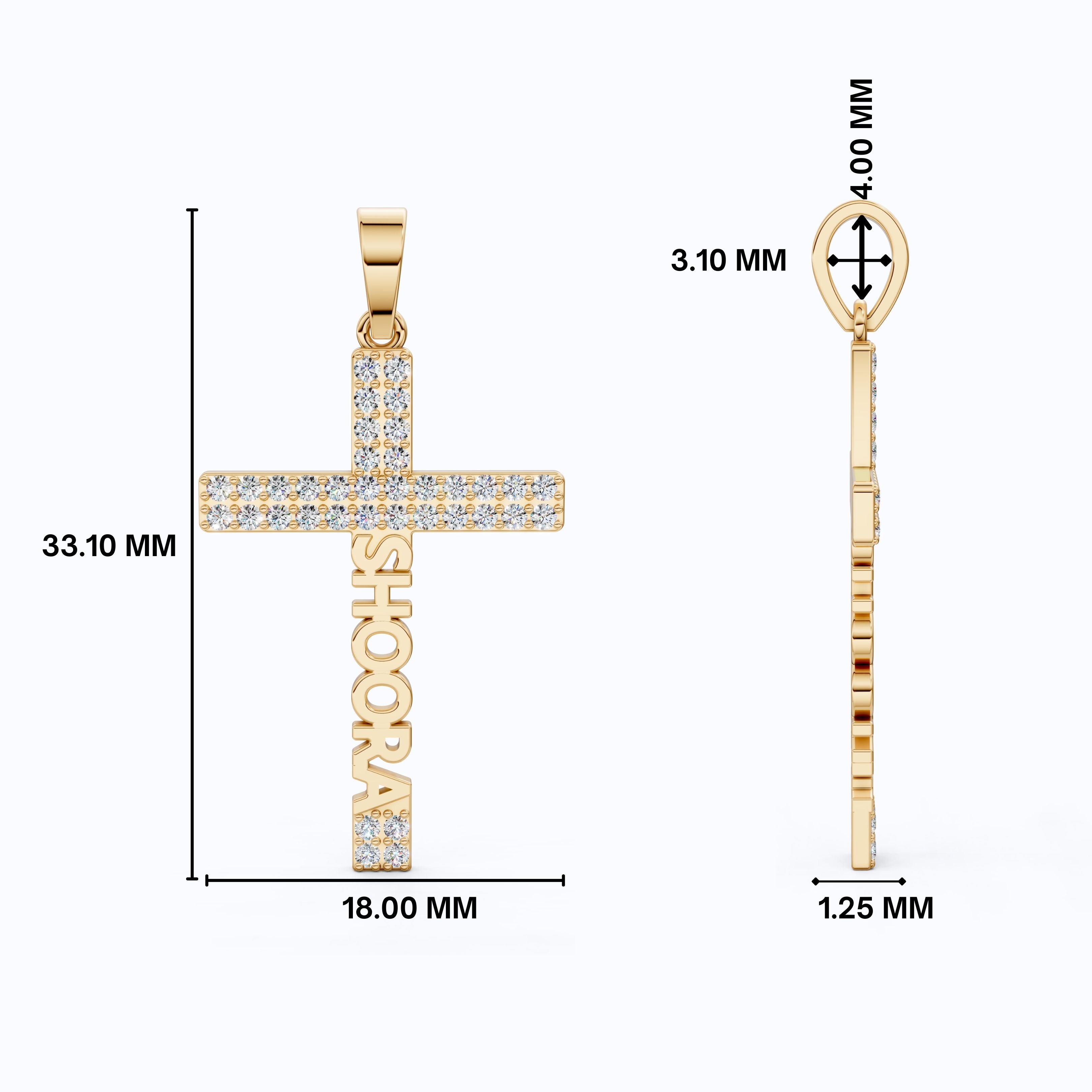 Personalized Name Cross Pendant in 14k Solid Gold, 0.36 TCW Round Cut Lab Created Diamonds, Anniversary Gift for Her, Faith Jewelry