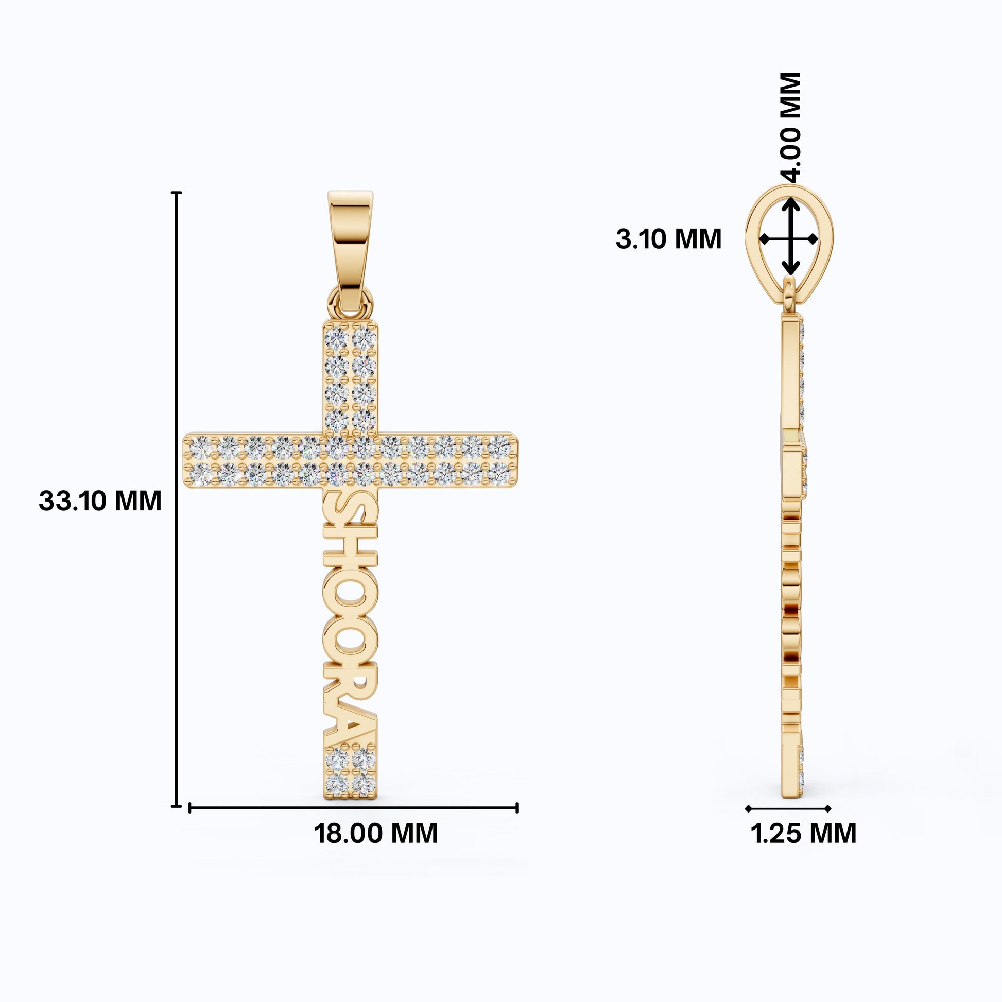 Personalized Name Cross Pendant in 14k Solid Gold, 0.36 TCW Round Cut Lab Created Diamonds, Anniversary Gift for Her, Faith Jewelry