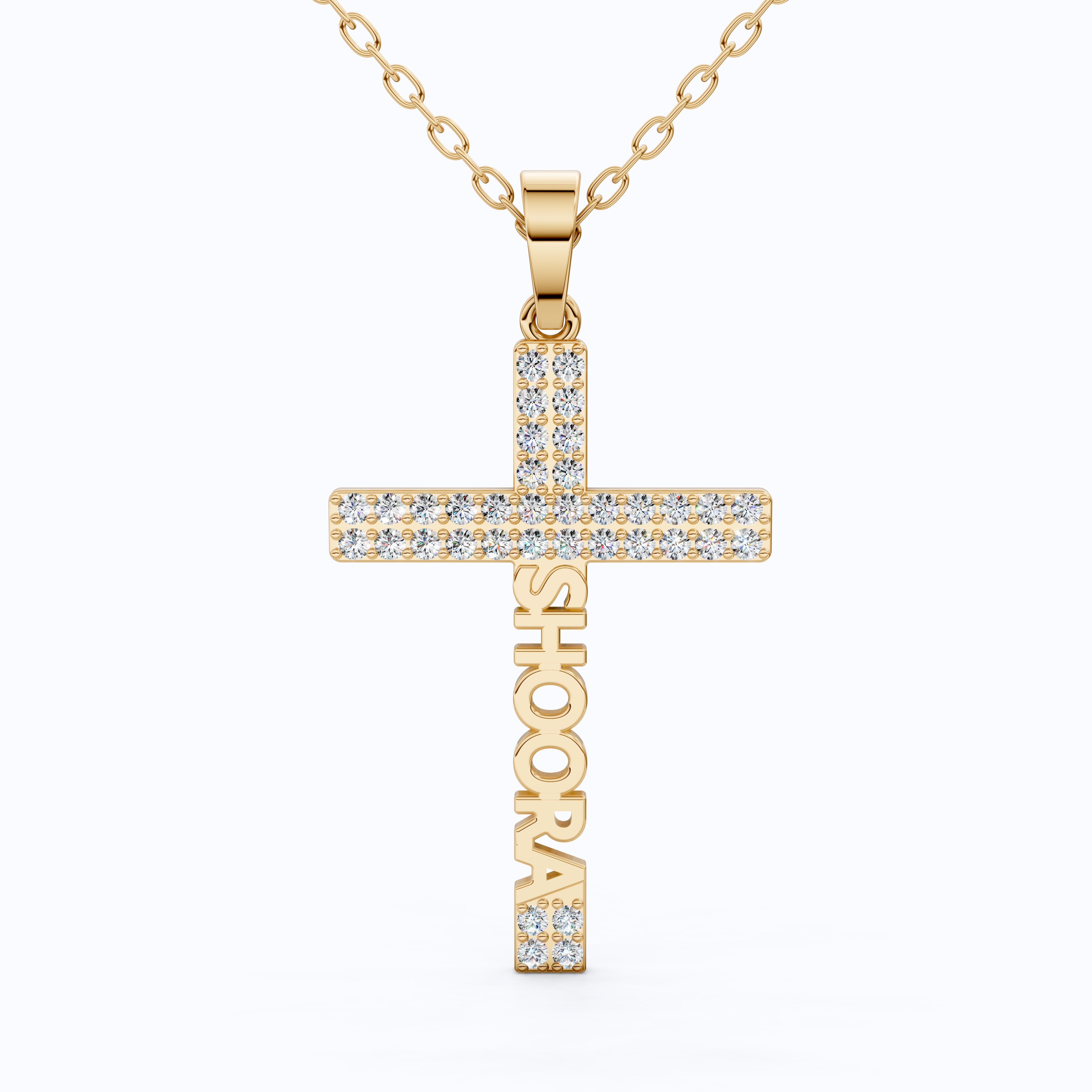 Personalized Name Cross Pendant in 14k Solid Gold, 0.36 TCW Round Cut Lab Created Diamonds, Anniversary Gift for Her, Faith Jewelry