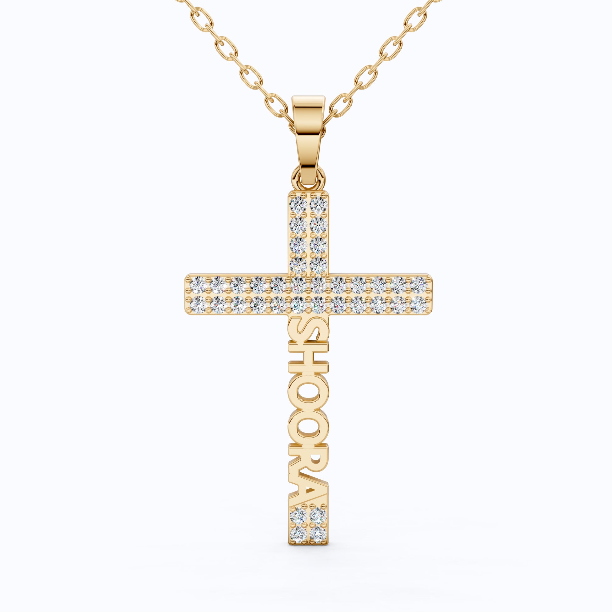Personalized Name Cross Pendant in 14k Solid Gold, 0.36 TCW Round Cut Lab Created Diamonds, Anniversary Gift for Her, Faith Jewelry