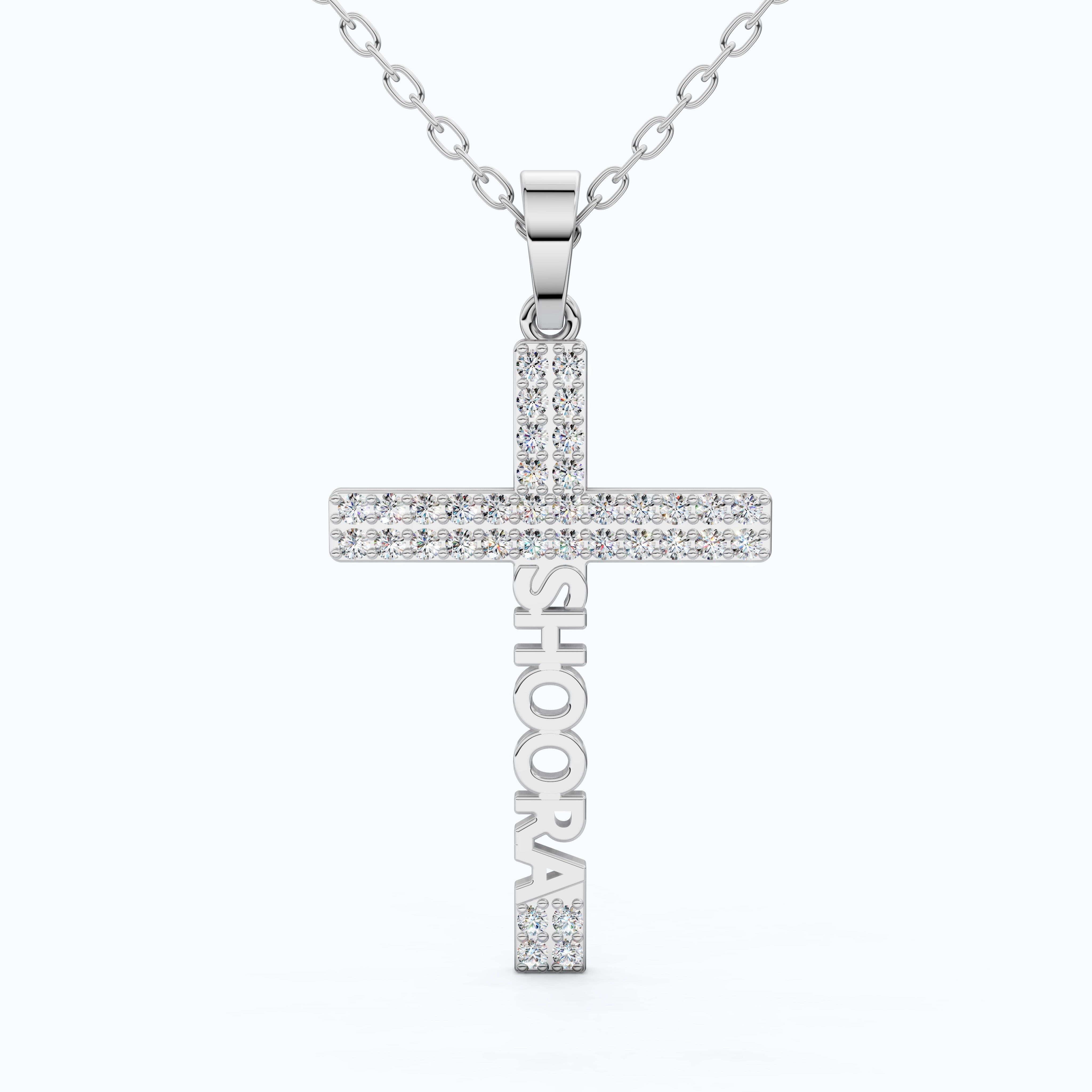 Personalized Name Cross Pendant in 14k Solid Gold, 0.36 TCW Round Cut Lab Created Diamonds, Anniversary Gift for Her, Faith Jewelry