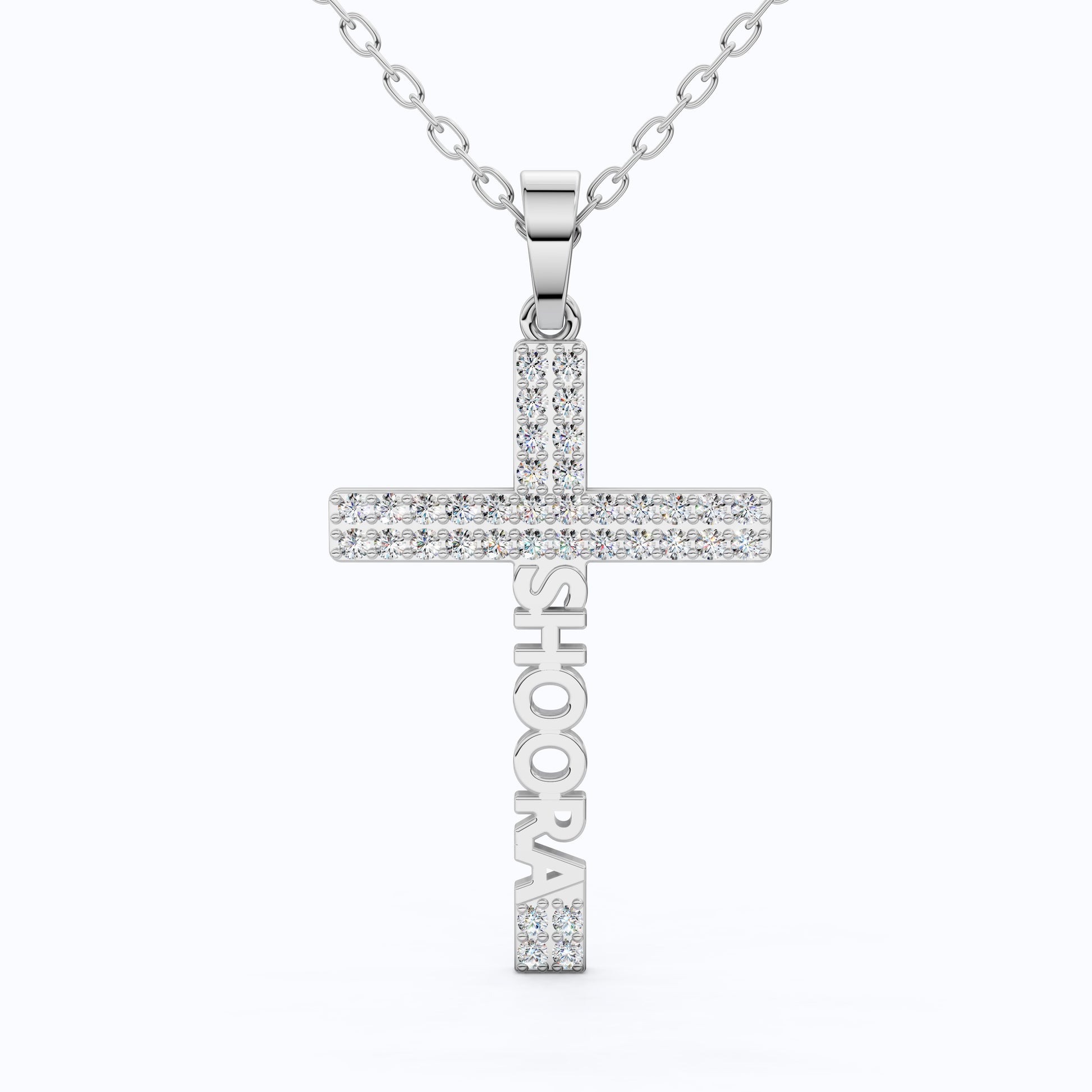 Personalized Name Cross Pendant in 14k Solid Gold, 0.36 TCW Round Cut Lab Created Diamonds, Anniversary Gift for Her, Faith Jewelry